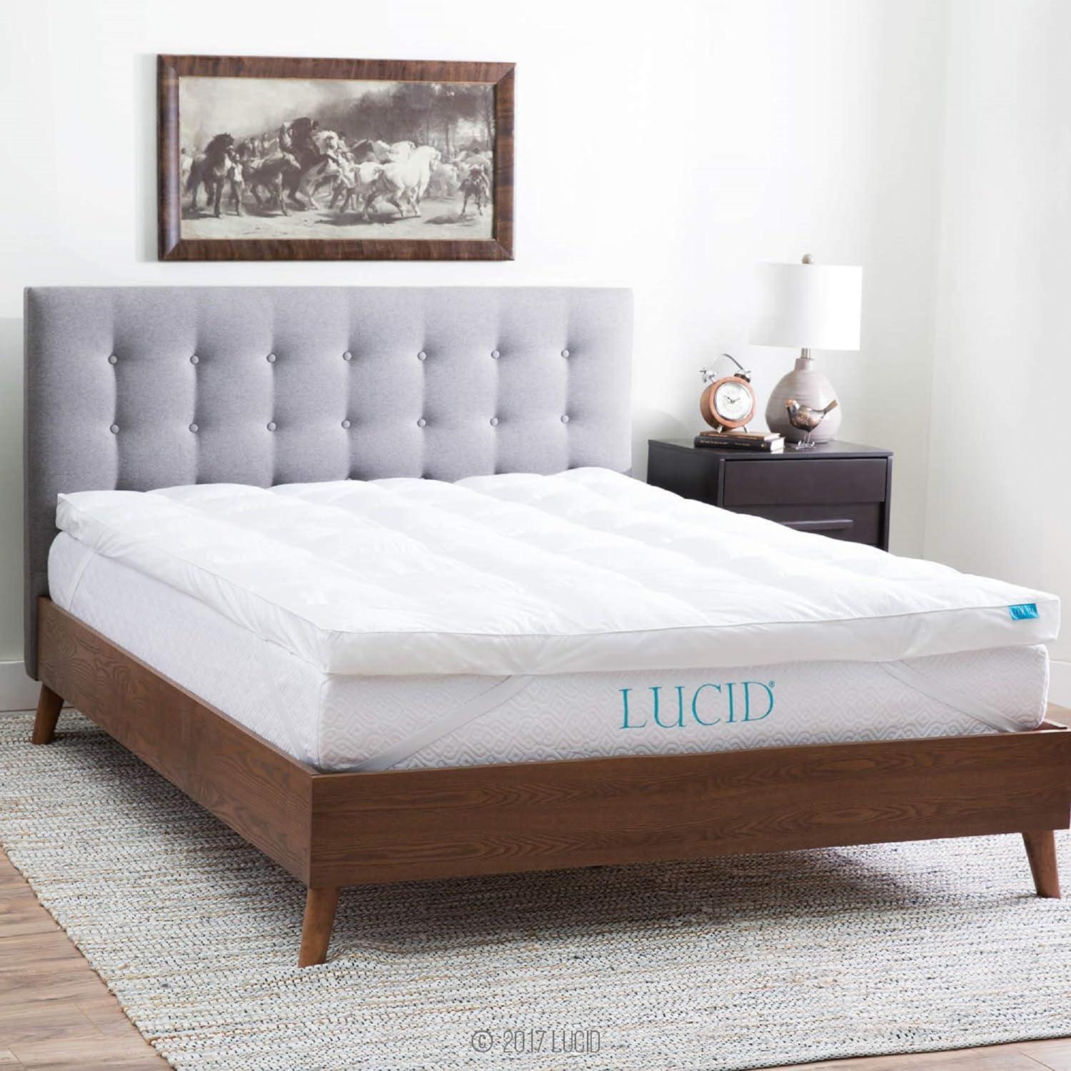 Twin XL White Wool Down Alternative Featherbed