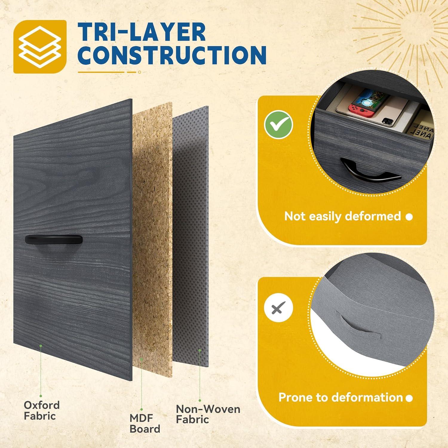 YITAHOME Dresser with 9 Drawers - Fabric Storage Tower, Organizer Unit for Living Room, Hallway, Closets - Sturdy Steel Frame, Wooden Top & Easy Pull Fabric Bins (Charcoal Black Wood Grain)