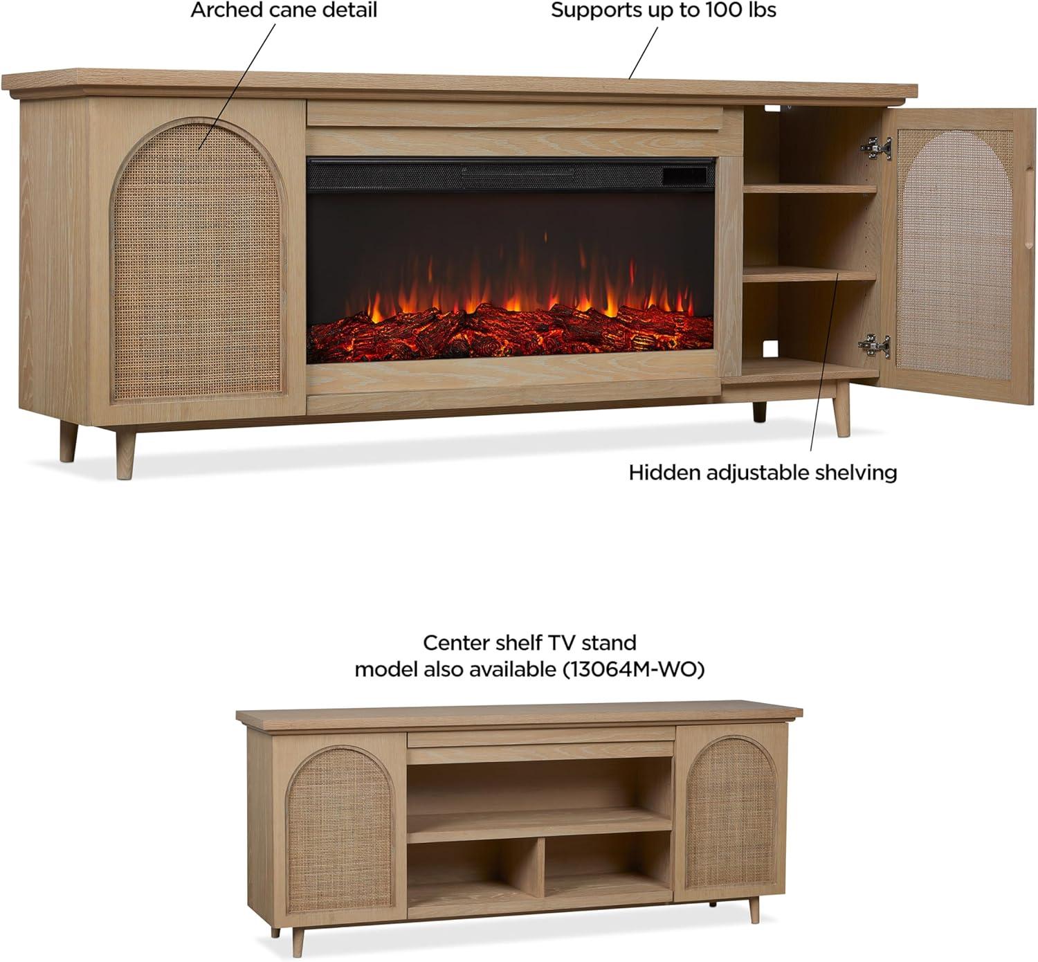 Dahlia 76" White Oak Electric Fireplace TV Stand