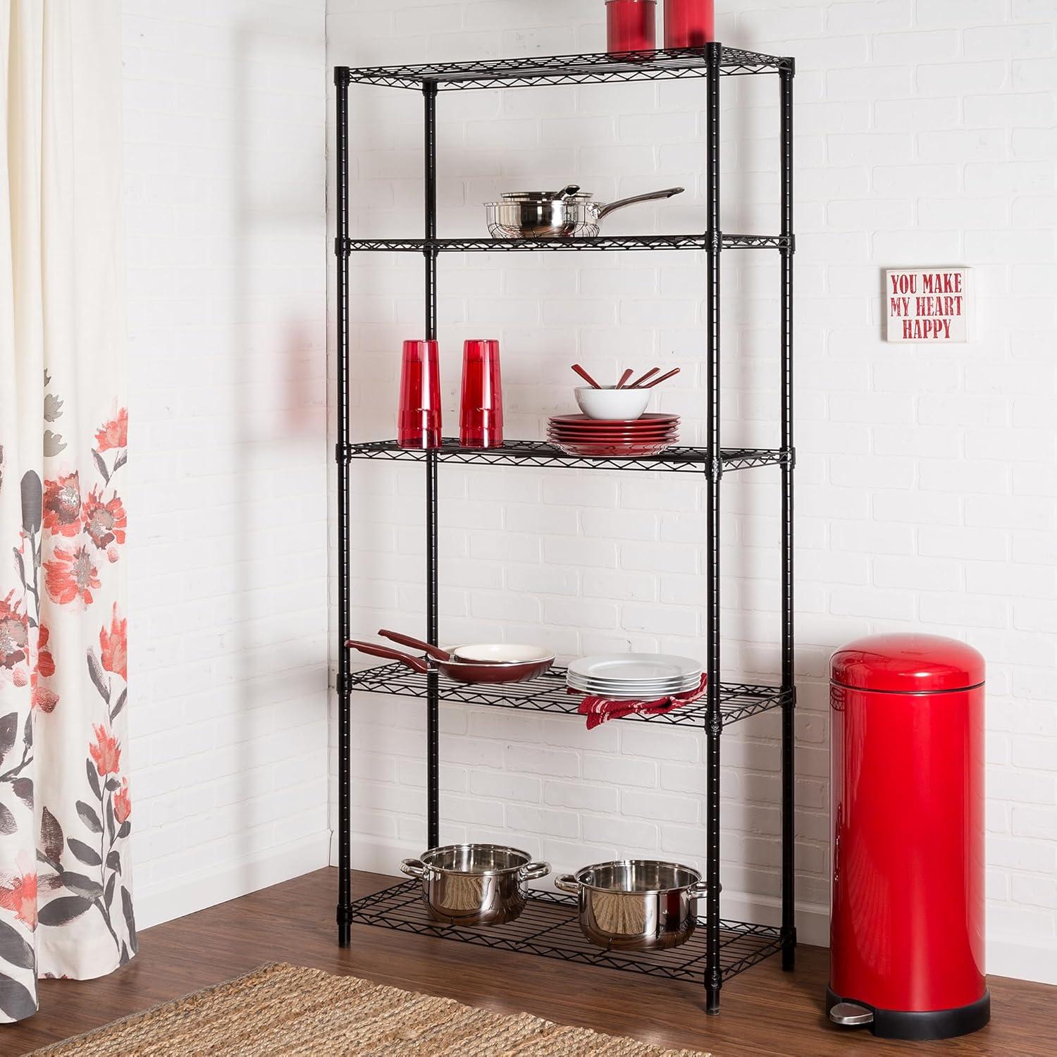 HONEIER 5-Tier Heavy Duty Storage Rack Shelving Unit Black