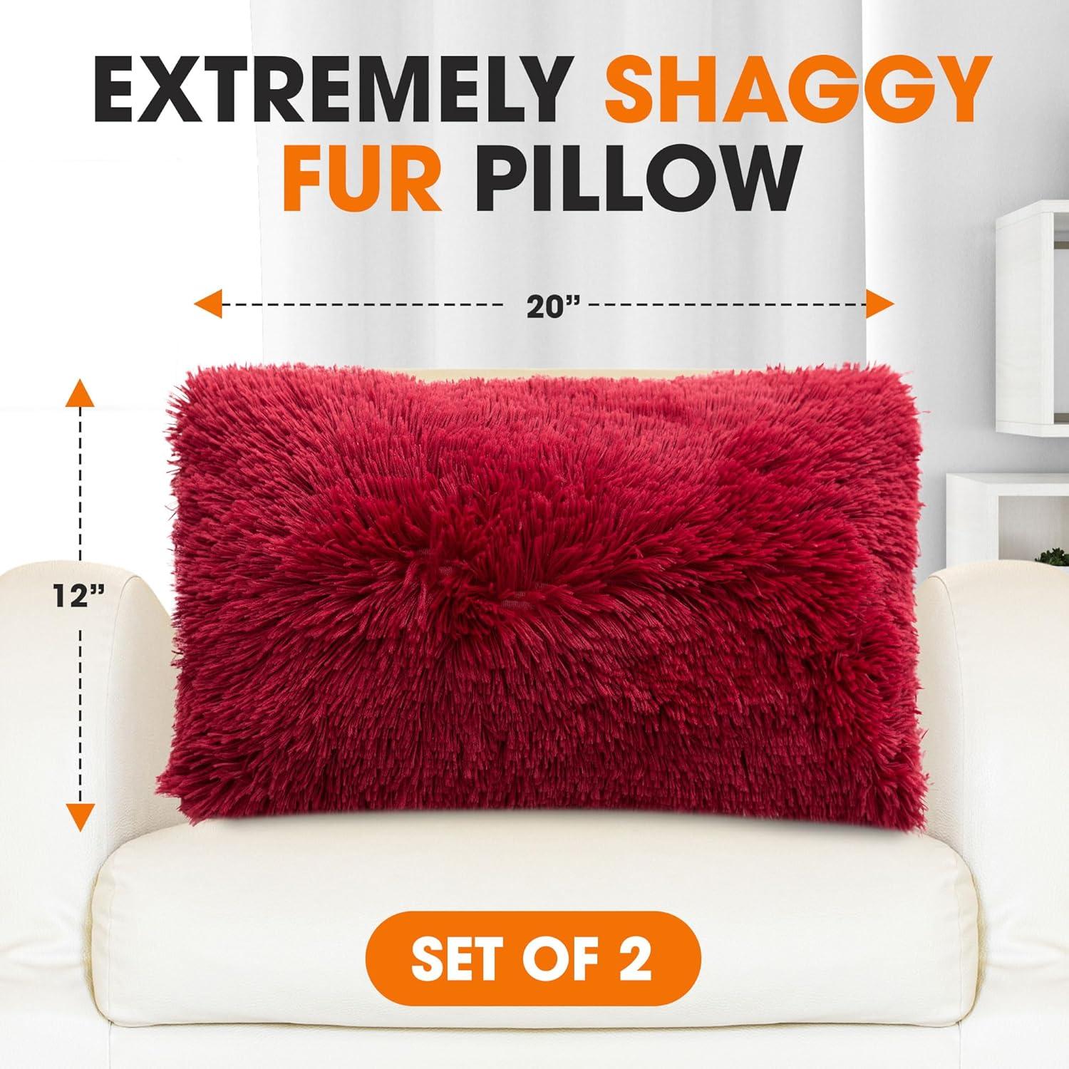 Cheer Collection Cheer Collection Shaggy Hair Decorative Throw Pillows (Set of 2)