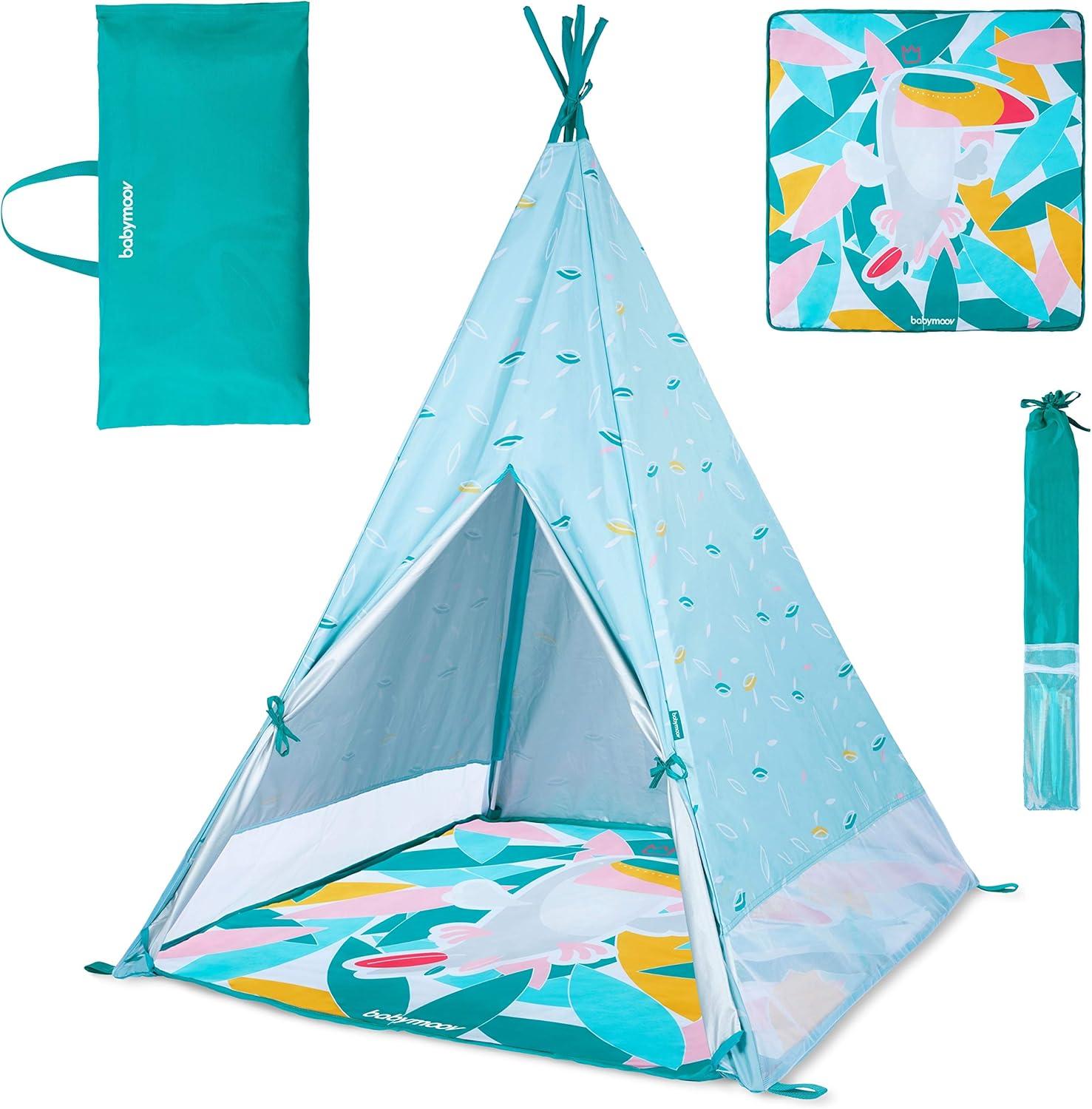 Large Blue Aluminum Pop-Up Teepee Tent with Mattress