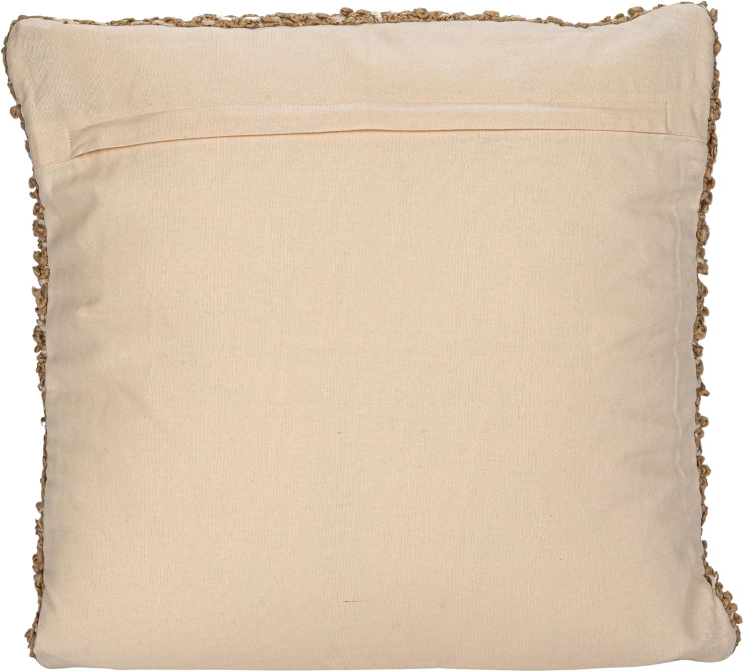 Tan Woven Cotton Blend Bouclé Square Pillow