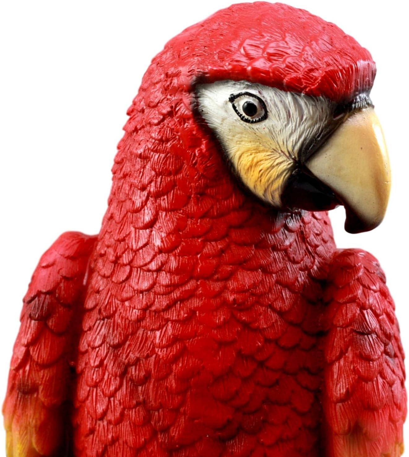 Ebros Gift Tropical Rainforest Red Scarlet Macaw Parrot 13.75 inch Garden Statue
