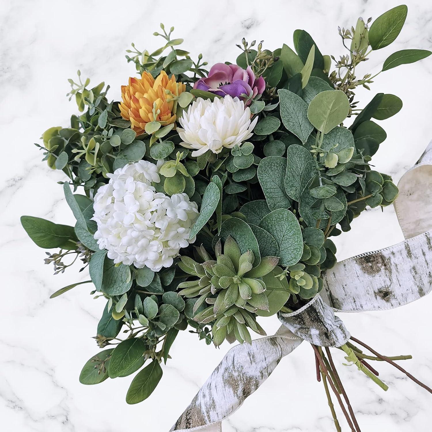 ToccoLeggero 10 Pcs Mixed Eucalyptus Leaves Stems Bulk Artificial Silver Dollar Picks Faux Branches For Vase Bouquets Floral Arrangement Wreath Farmhouse Rustic Greenery Decor