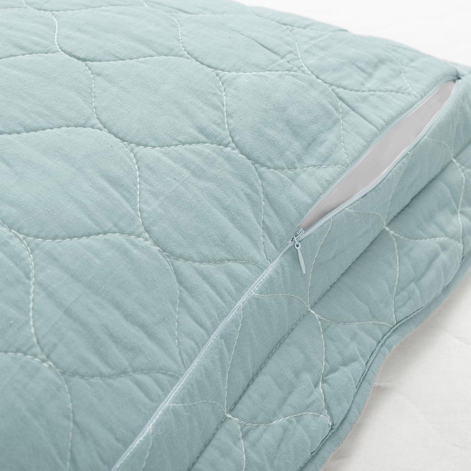 3pc Full/Queen Coastal Chic Scallop Edge Reversible Quilt Set Blue - Lush Décor: OEKO-TEX Certified, Cotton Fill