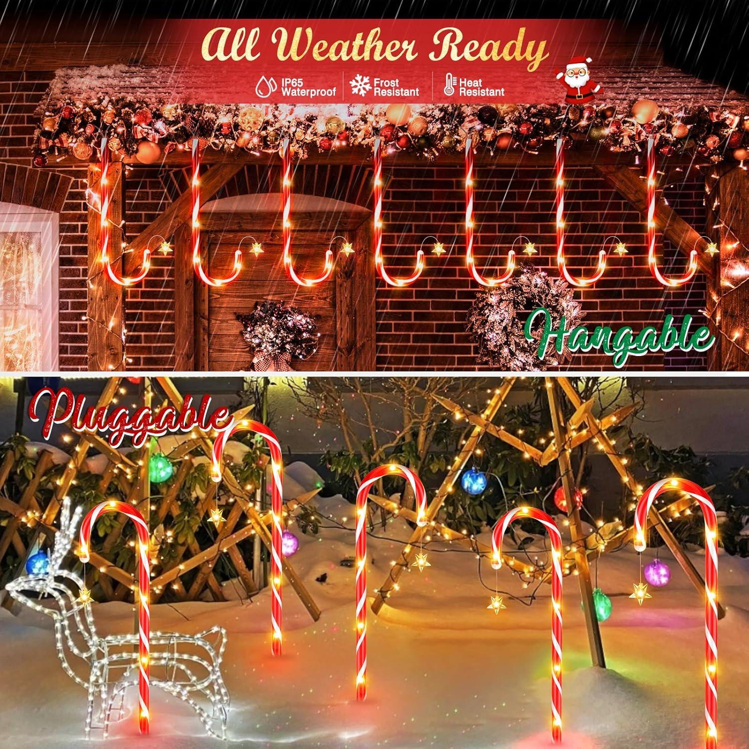 Red Solar LED Candy Cane Pathway Lights Multipack