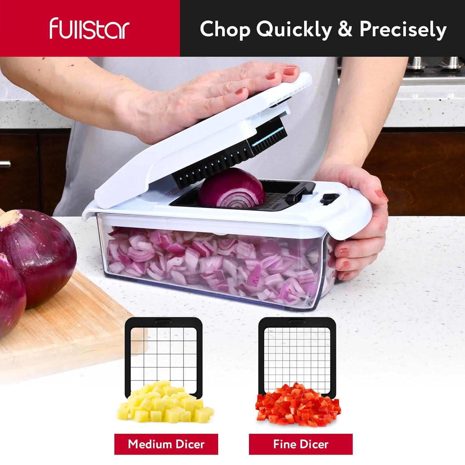 Fullstar Vegetable Chopper & Mandoline Slicer for Kitchen - Food Chopper with Container, Cheese Grater, Home Essentials & Kitchen Gadgets (All in 1, White)