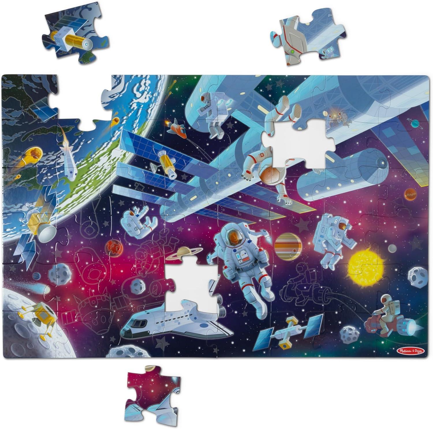 Melissa & Doug Outer Space Glow-in-the-Dark Cardboard Jigsaw Floor Puzzle – 48pc