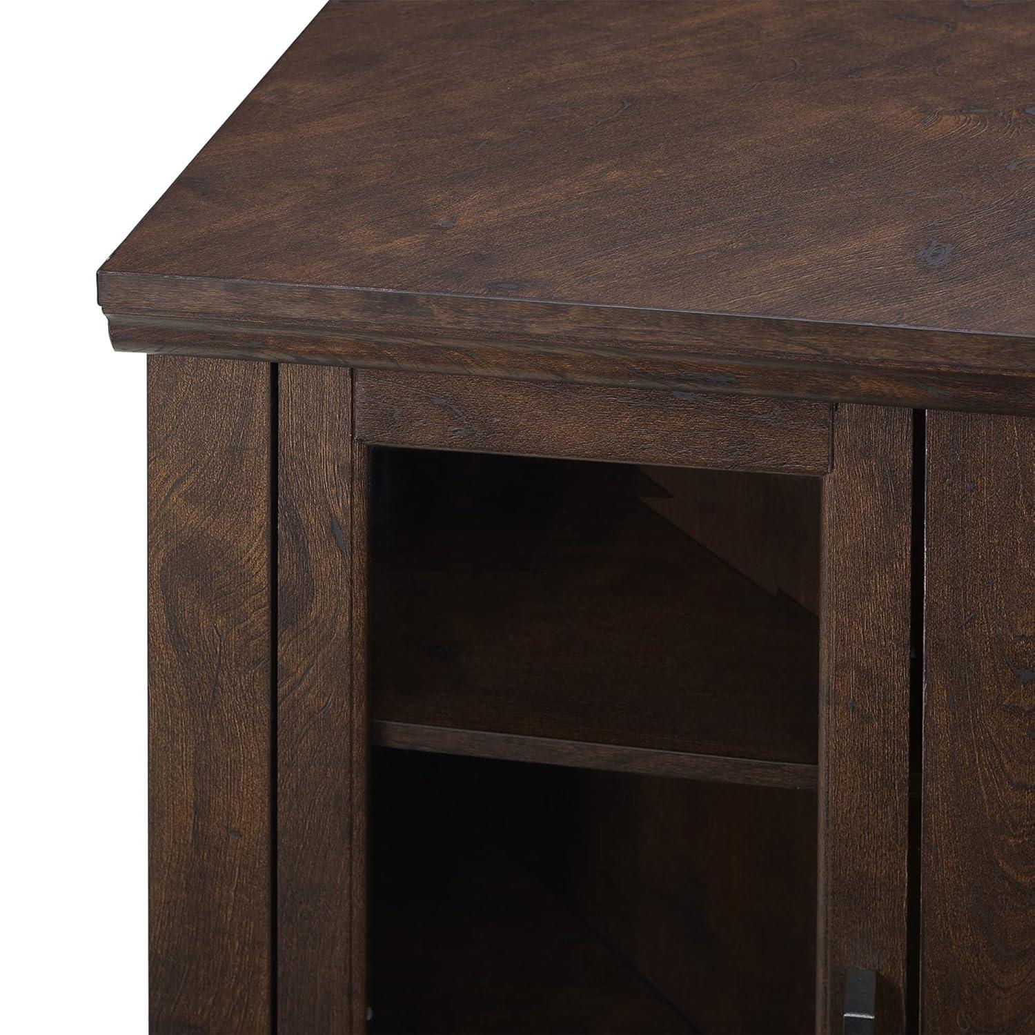 48" MDF Wood Corner Fireplace TV Stand - Traditional Brown