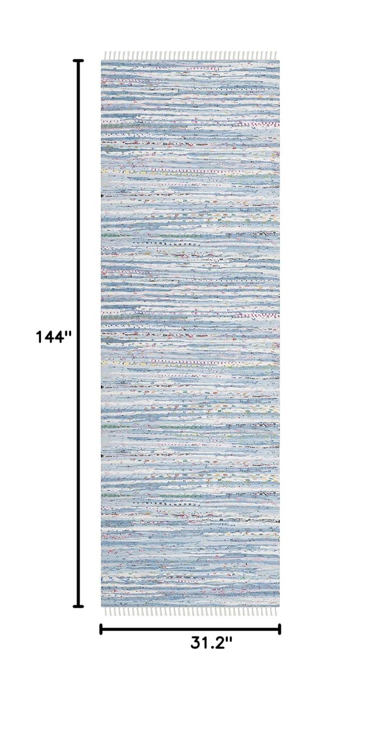 Rag Runner Rug RAR125 Hand Woven Runner Rug - Light Blue/Multi - 2'6"x12' - Safavieh.