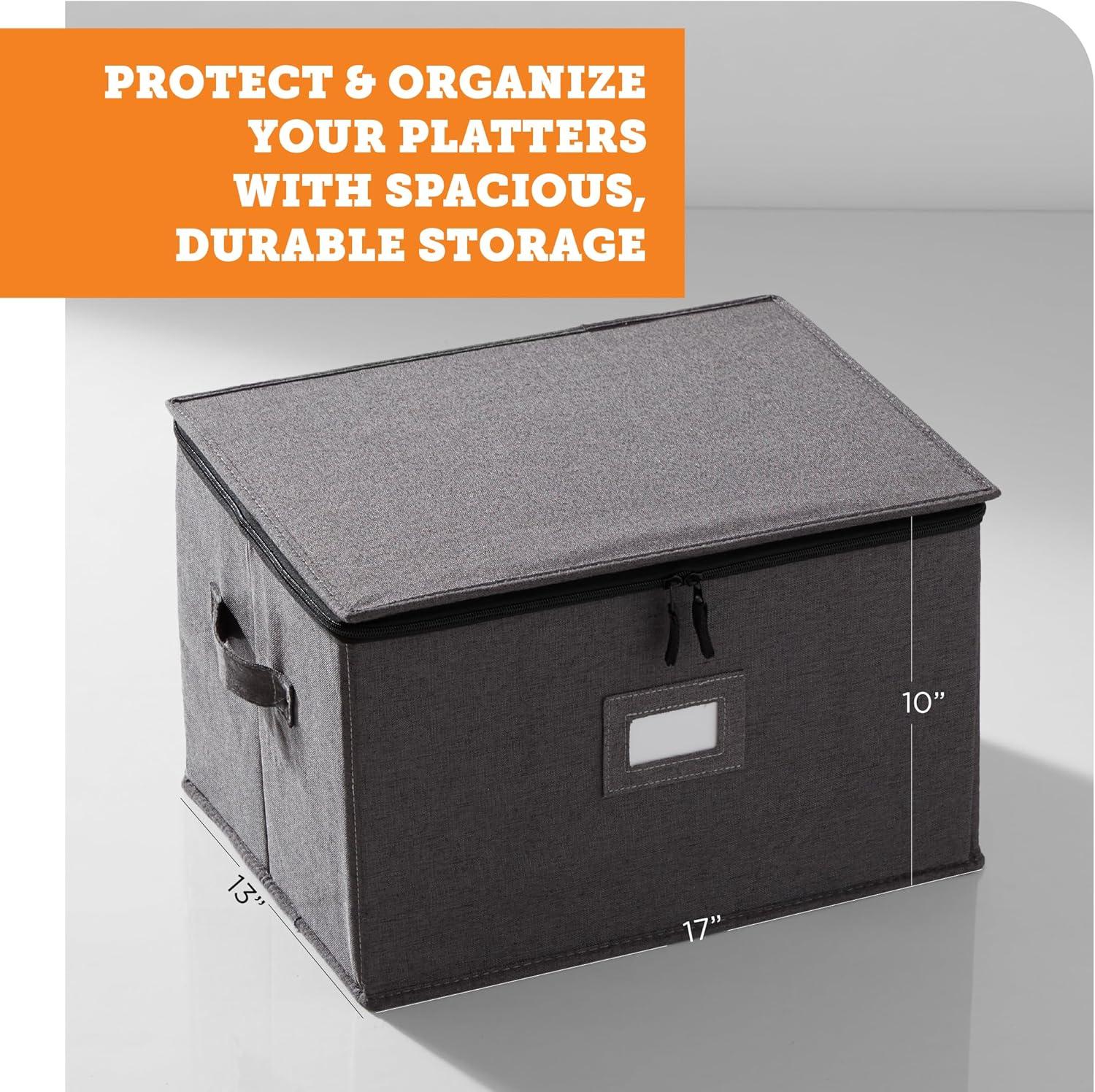 Storagelab China Storage Set, Hard Shell and Stackable, Felt Plate Dividers Included, Gray