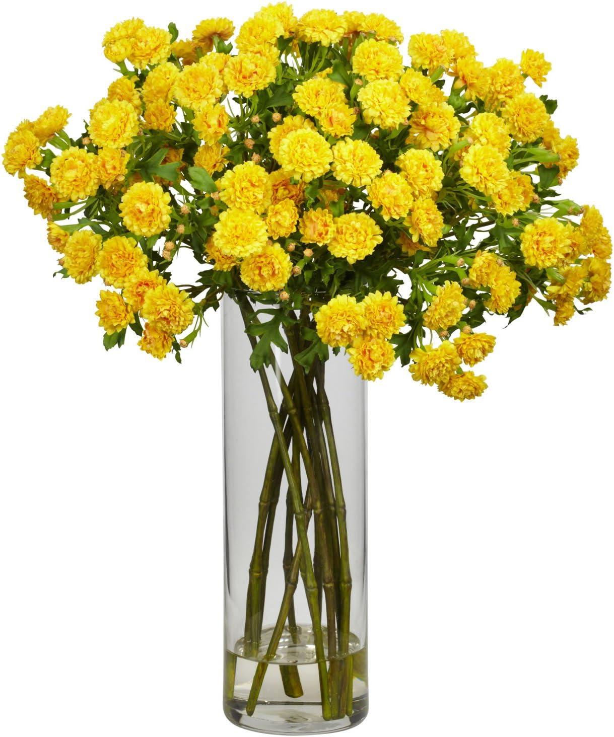Nearly Natural Japanese Artificial Flower Arrangement, Yellow