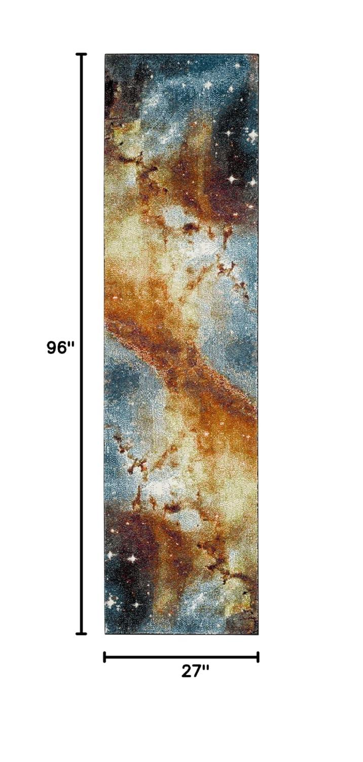 Galaxy GAL109 Power Loomed Indoor Runner - Orange/Multi - 2'3"x8' - Safavieh