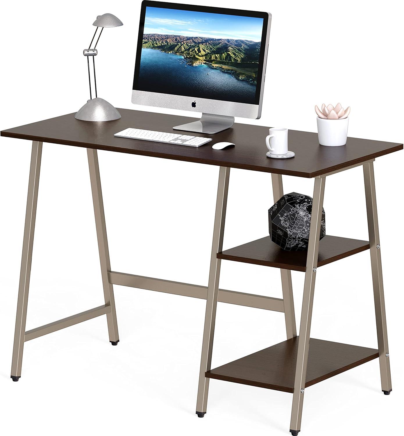 SHW Trestle 43-Inch Home Office Computer Desk, Espresso