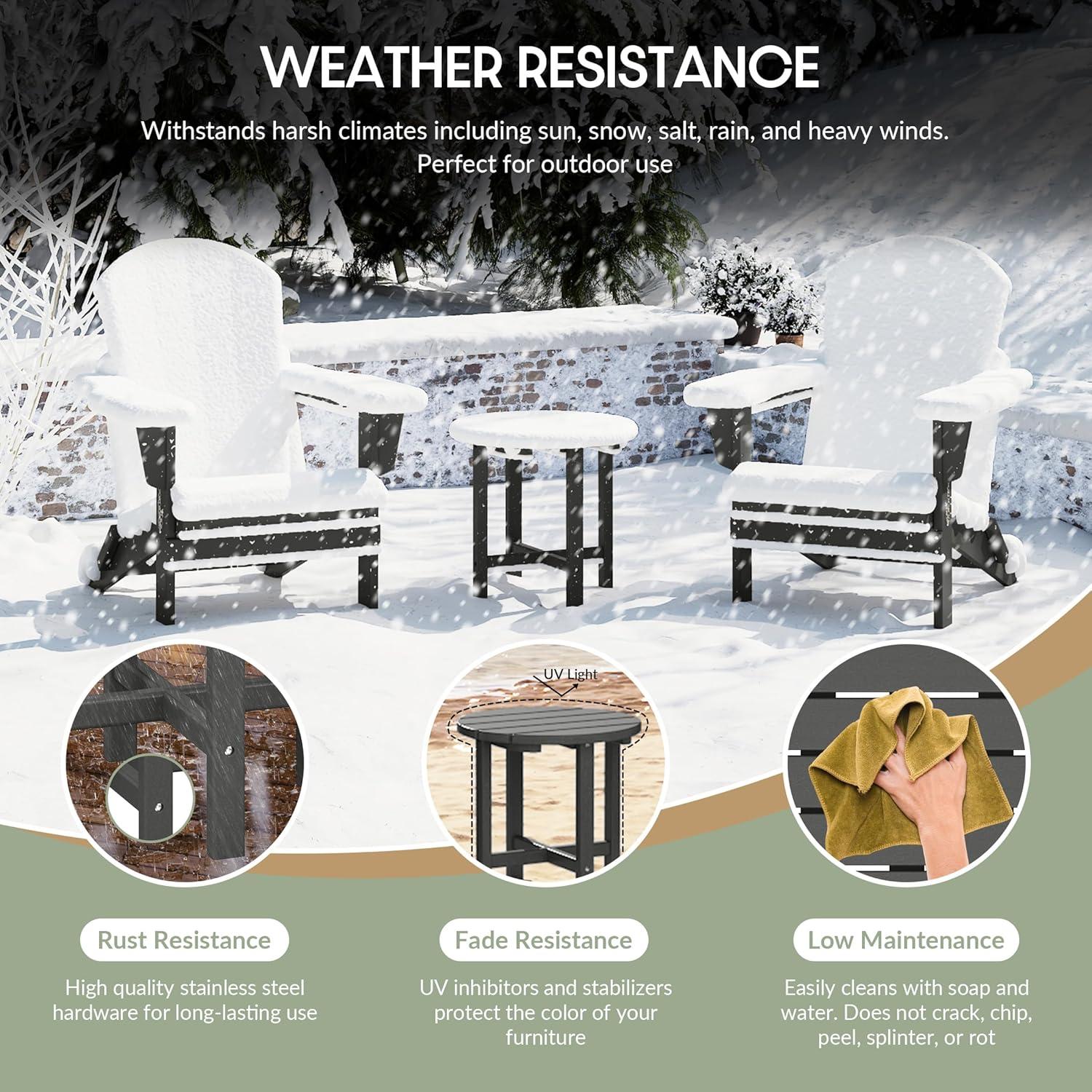 WestinTrends All-Weather Outdoor Patio Round Poly Adirondack Side Table, Gray