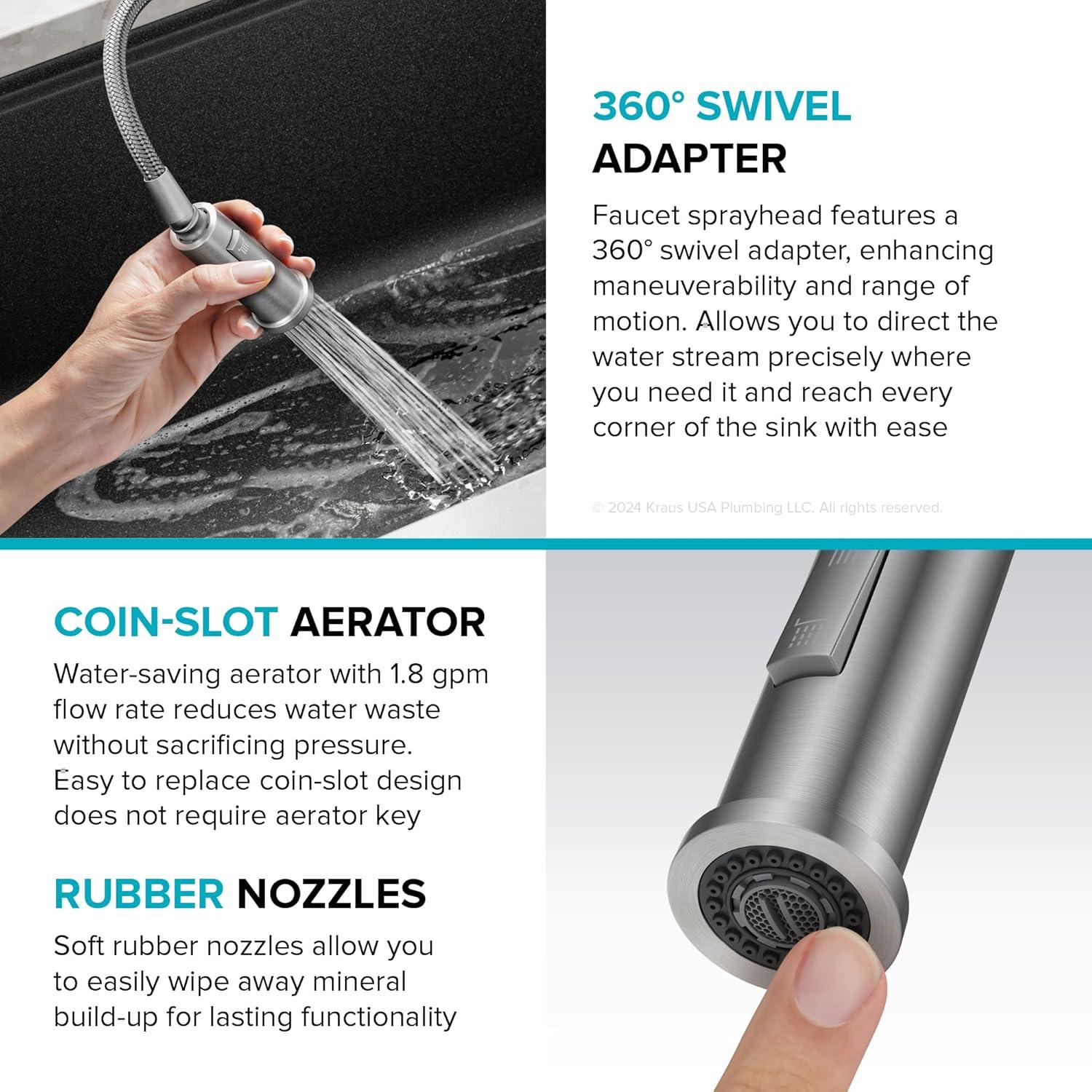 Matte Black Metal Single Handle Pull-down Kitchen Faucet with Sprayer