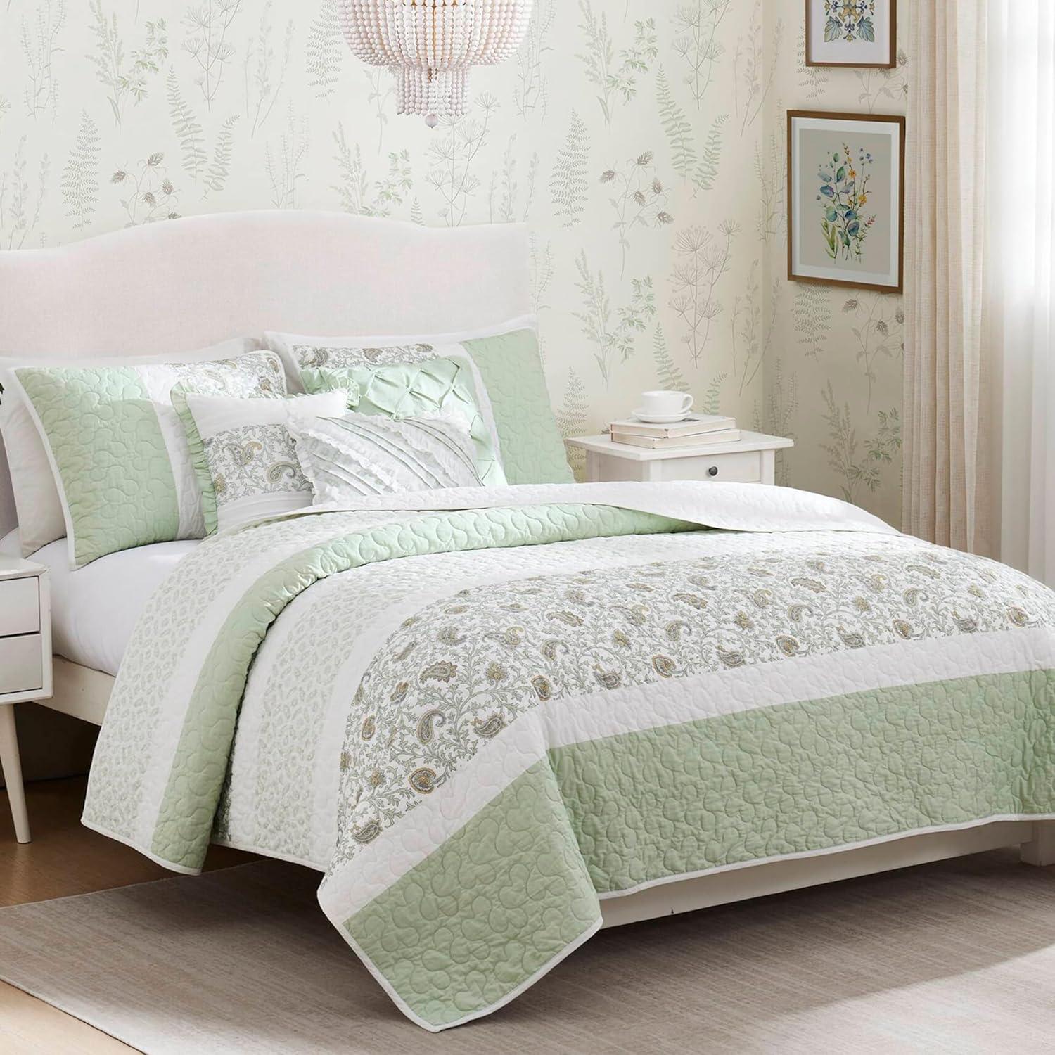 Madison Park Dawn 6 Piece Cotton Percale Quilt Set with Throw Pillows