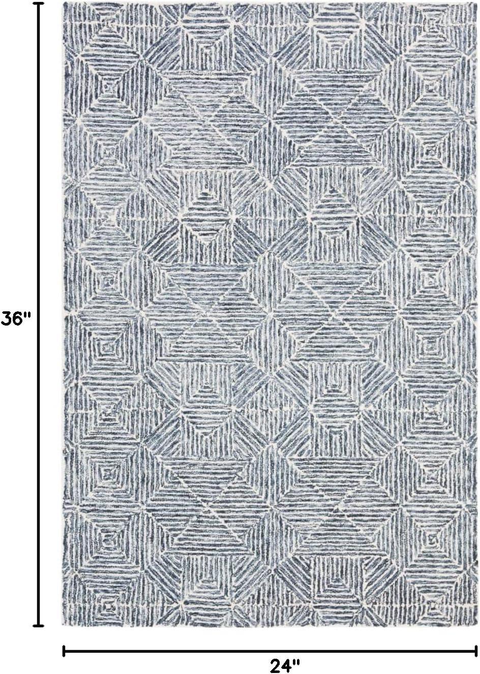 Abstract ABT763 Handmade Indoor Accent Rug - Blue/Ivory - 3'x5' - Safavieh