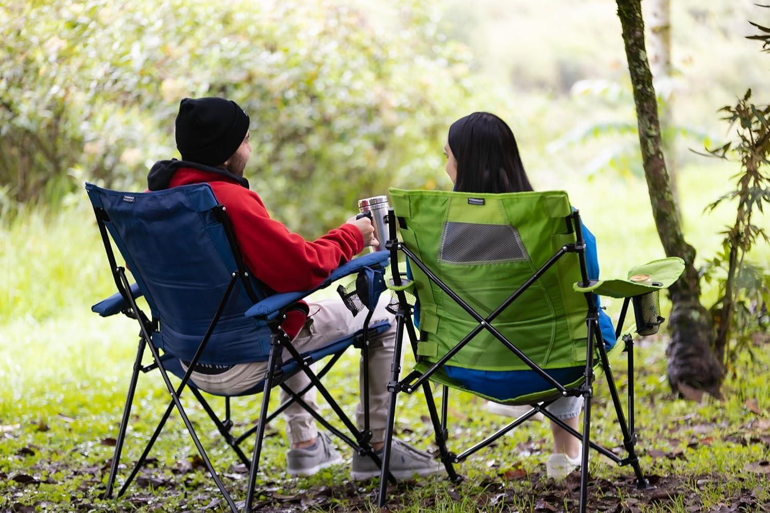 STRONGBACK Camping Chair Guru 3.0 Heavy Duty Camping Chairs with Lumbar Support, Backpack Folding Camp Chair, Lime Green/Gray