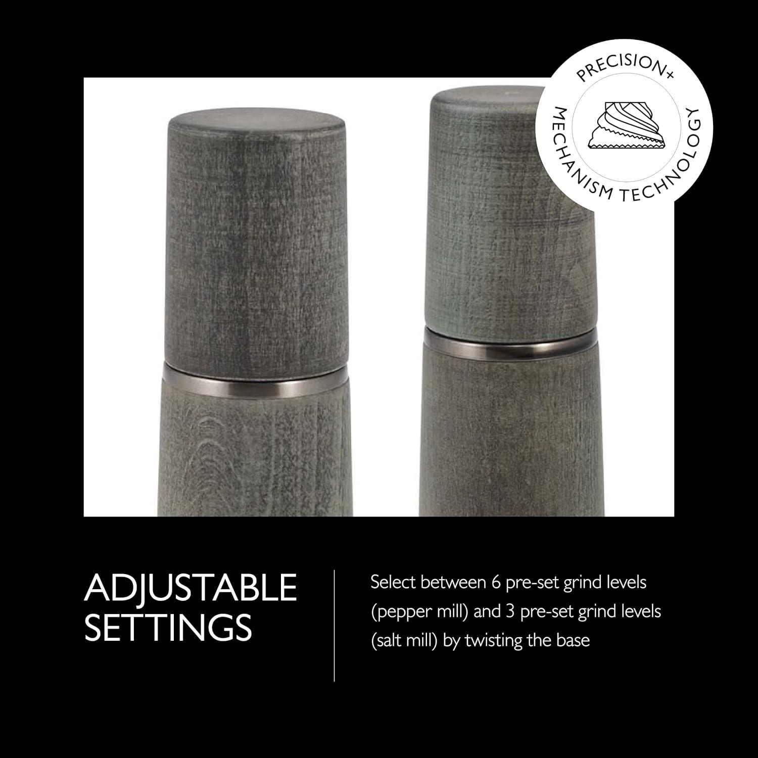 Gray Beechwood Electric Salt and Pepper Grinder Set