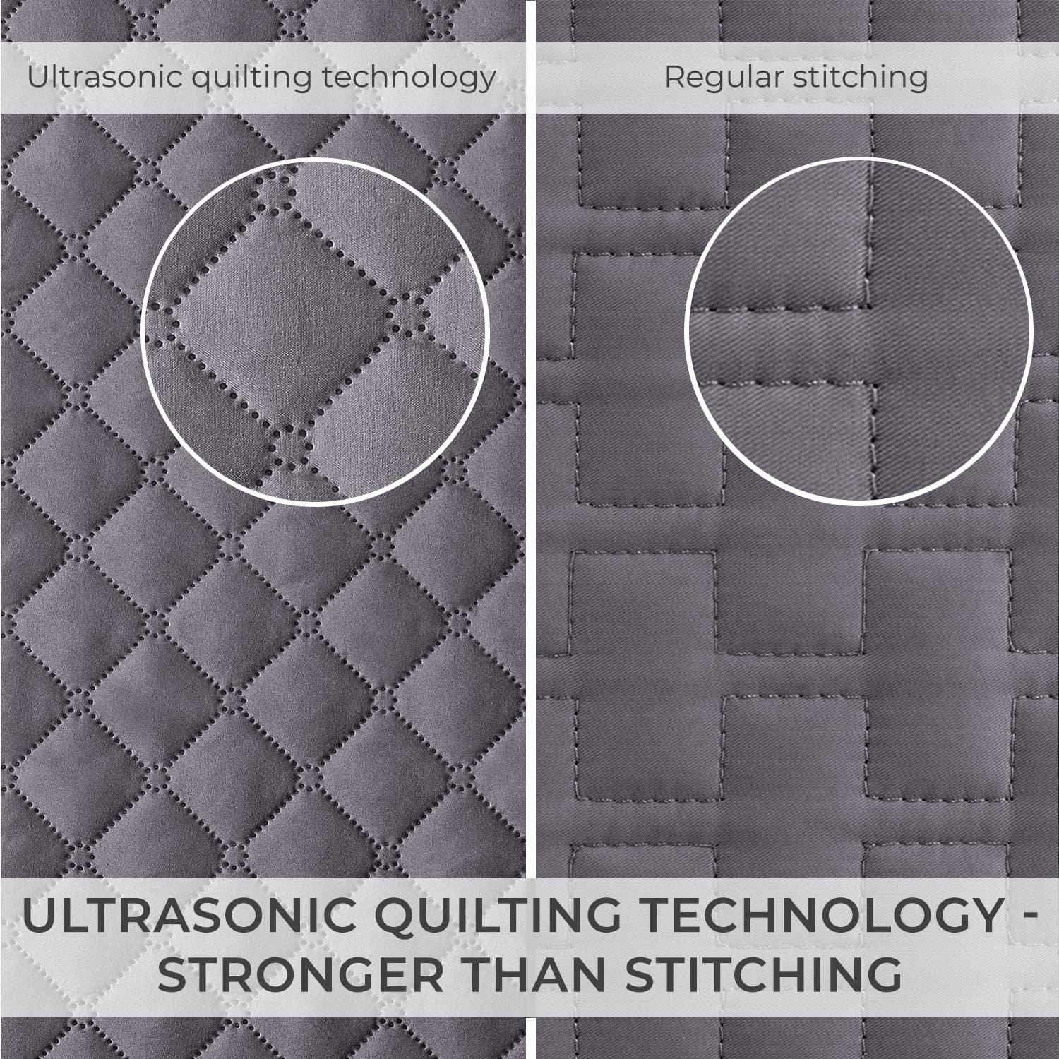 Mellanni Ultrasonic Quilted Coverlet Set, Twin, Rosette Gray, 2 Piece