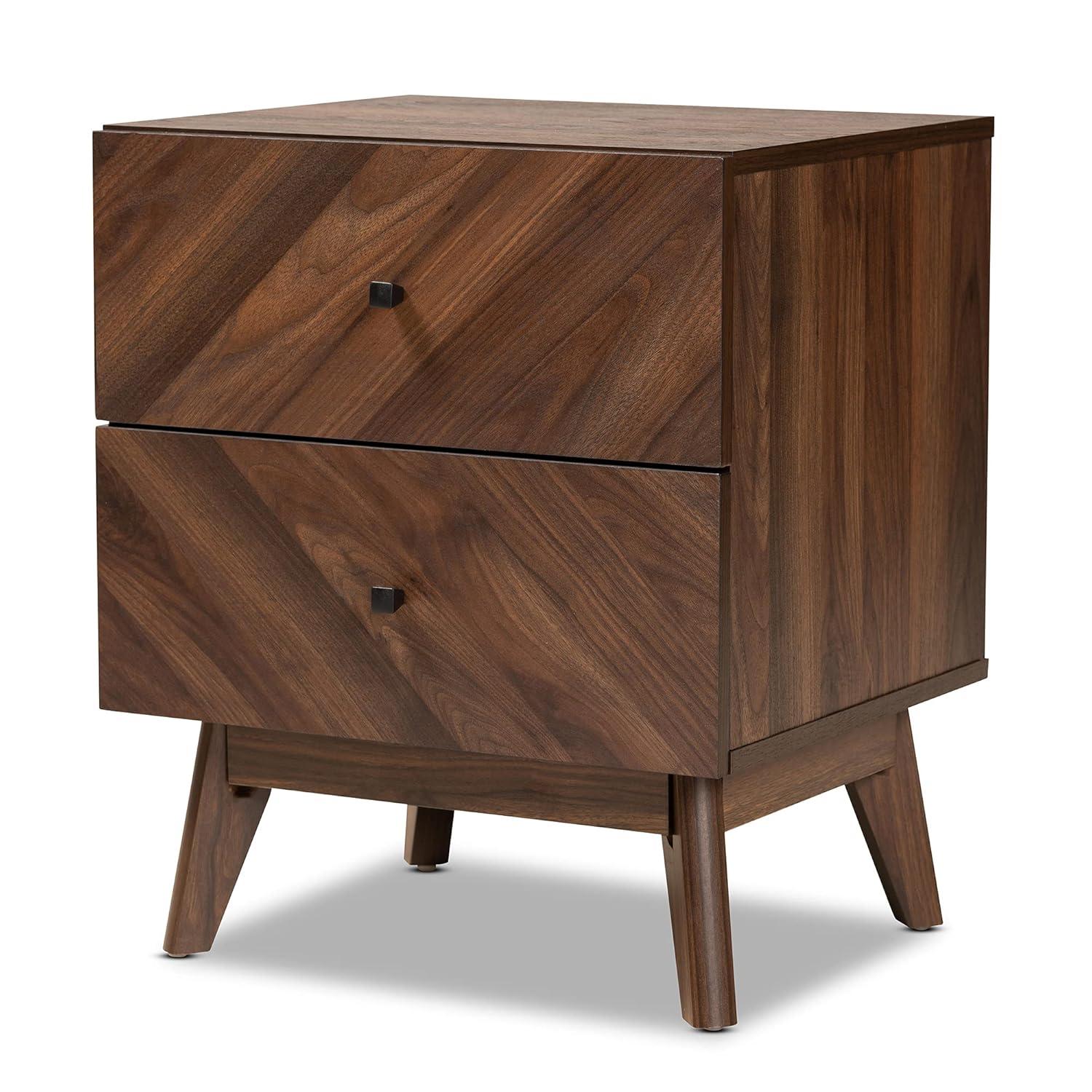 George Oliver Wisp Dark Brown Finish 2-Drawer Nightstand With Wooden Knob, 22.49" H X 18.78" W X 16.03" D