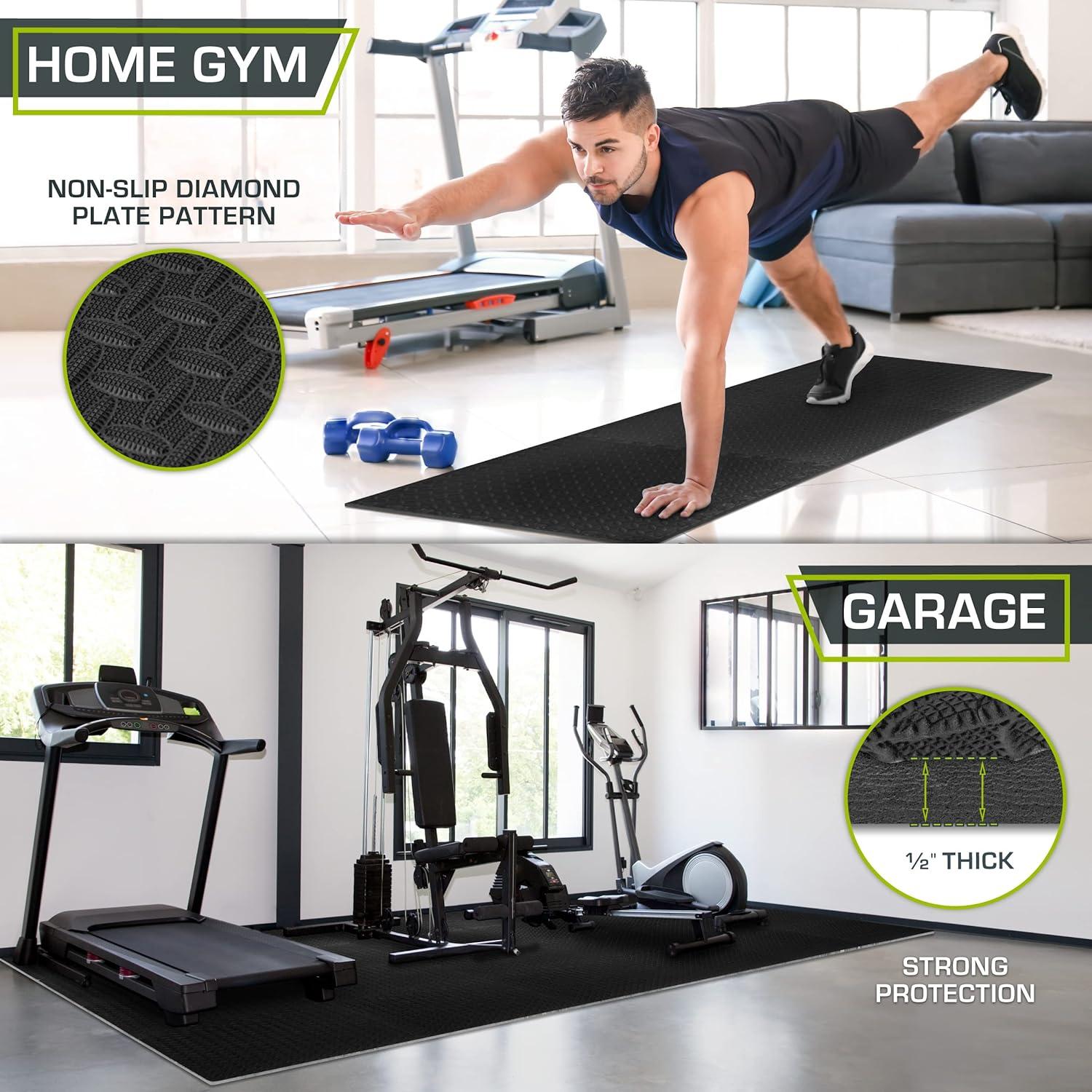 Exercise Puzzle Mat 1/2-in, Black, 24 Sq Ft - 6 Tiles