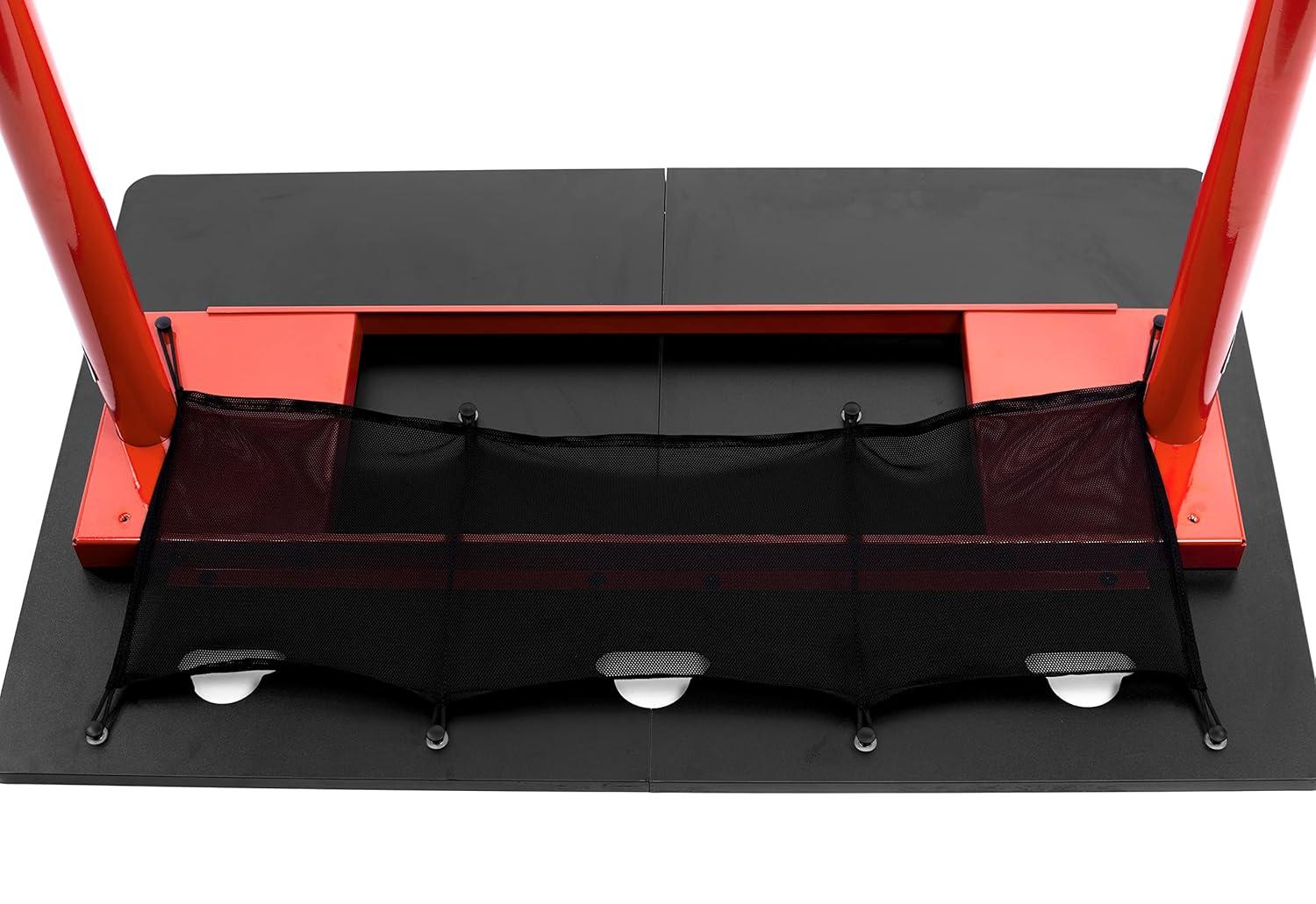 Compact Red & Black Gaming Desk with Full-Surface Mouse Pad