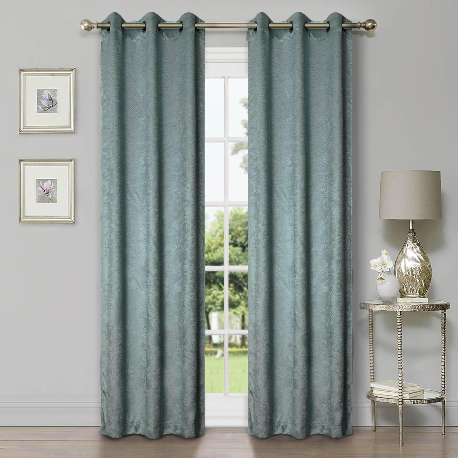 Superior Waverly Blackout Curtains, Rod Pocket, Set of 2, 42" x 108", Teal
