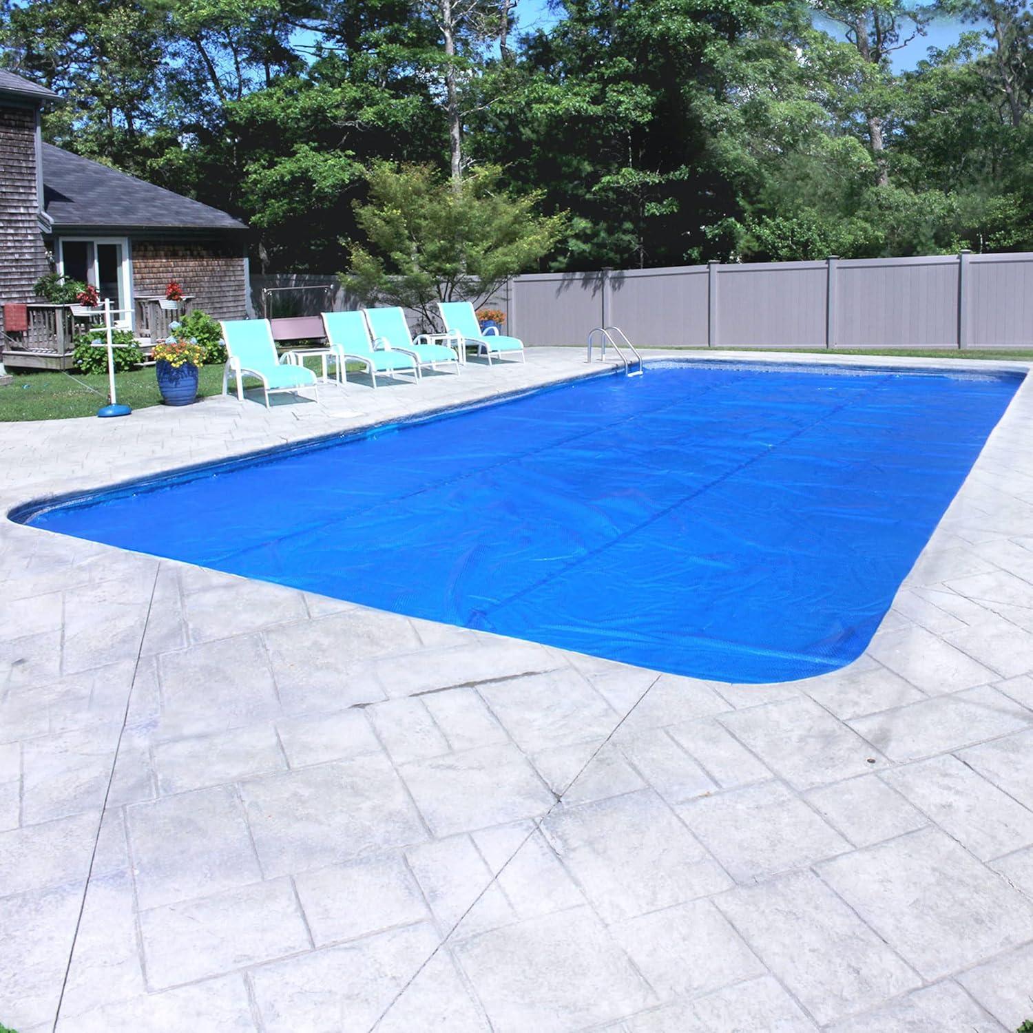 Heavy-Duty Blue Rectangular Solar Pool Heating Blanket