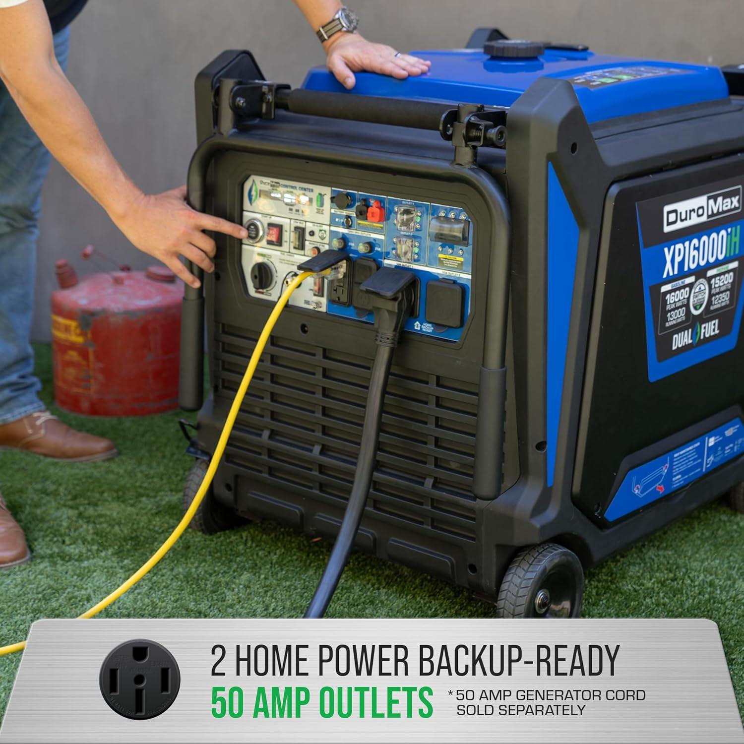 DuroMax XP16000iH 16,000 Watt Dual Fuel Portable Inverter Generator with CO Alert