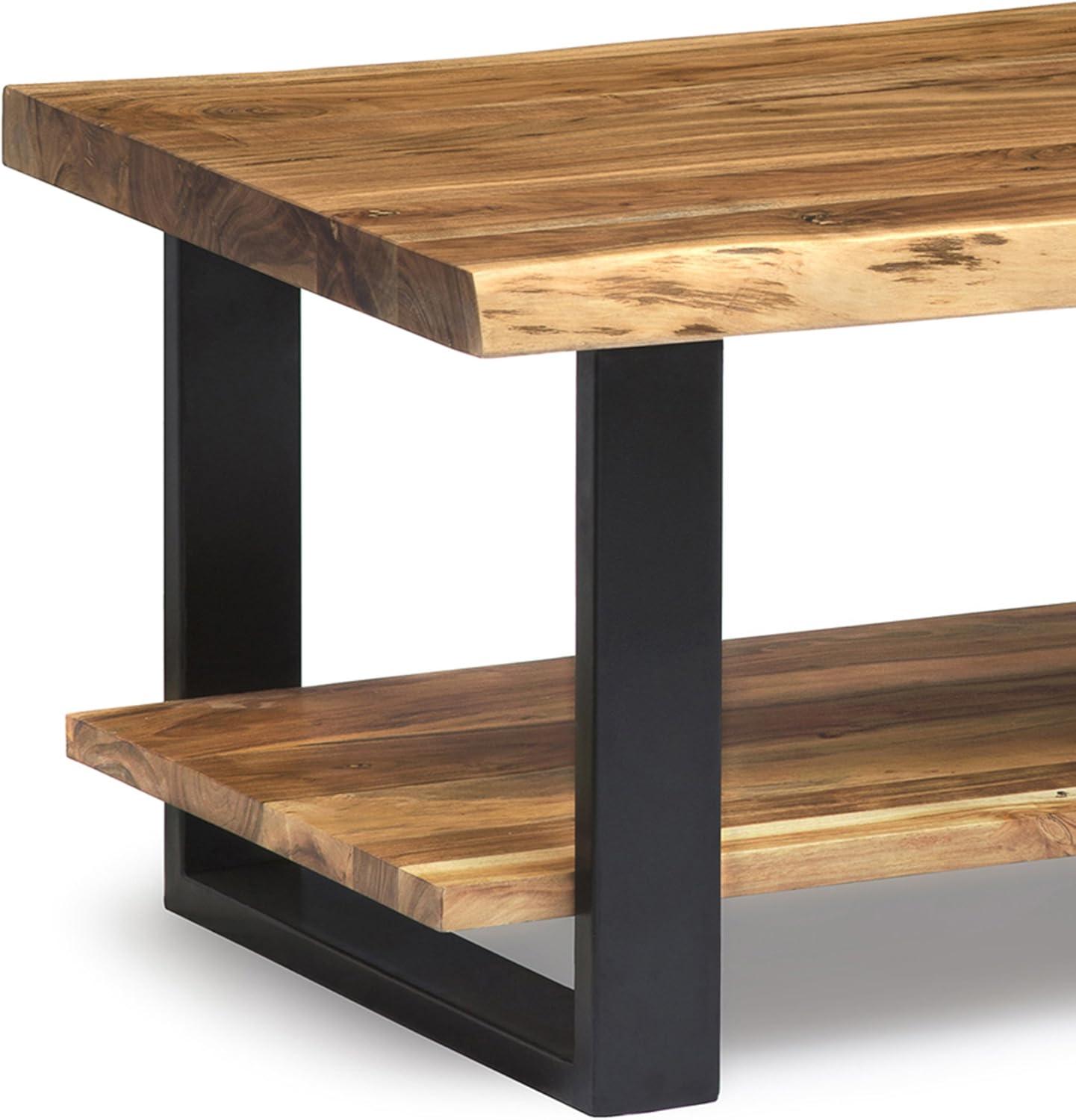 Alpine Live Edge Wood Coffee Table Natural - Alaterre Furniture: Acacia Sofa Table, Metal Legs, Rectangular