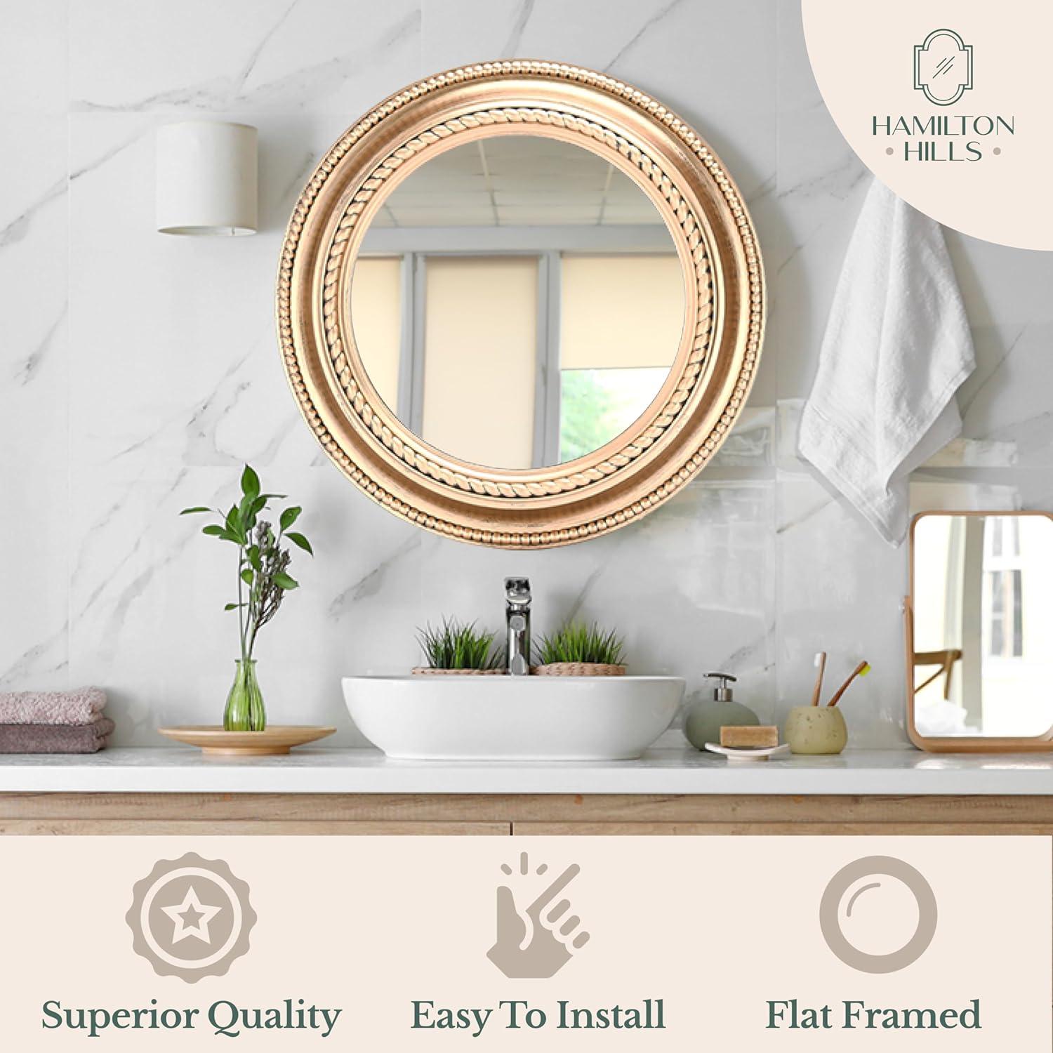 Hamilton Hills 24" Bronze Circle Deep Set Metal Round Frame Mirror Contemporary