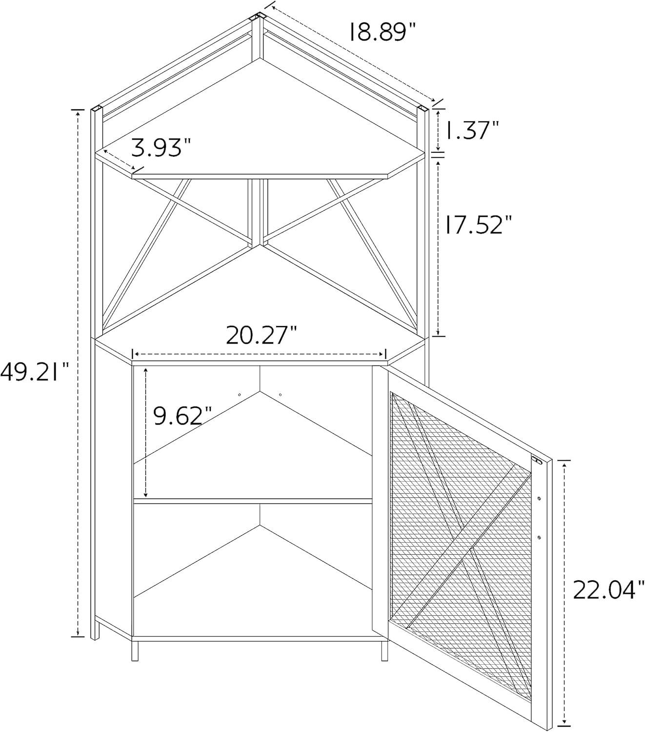 Dextrus Corner Bar Cabinet with Glass & Wine Holder,  Industrial 5 Tier Corner Cabinet with Doors, Corner Shelf for Home/Living Room/Kitchen, Rustic Brown