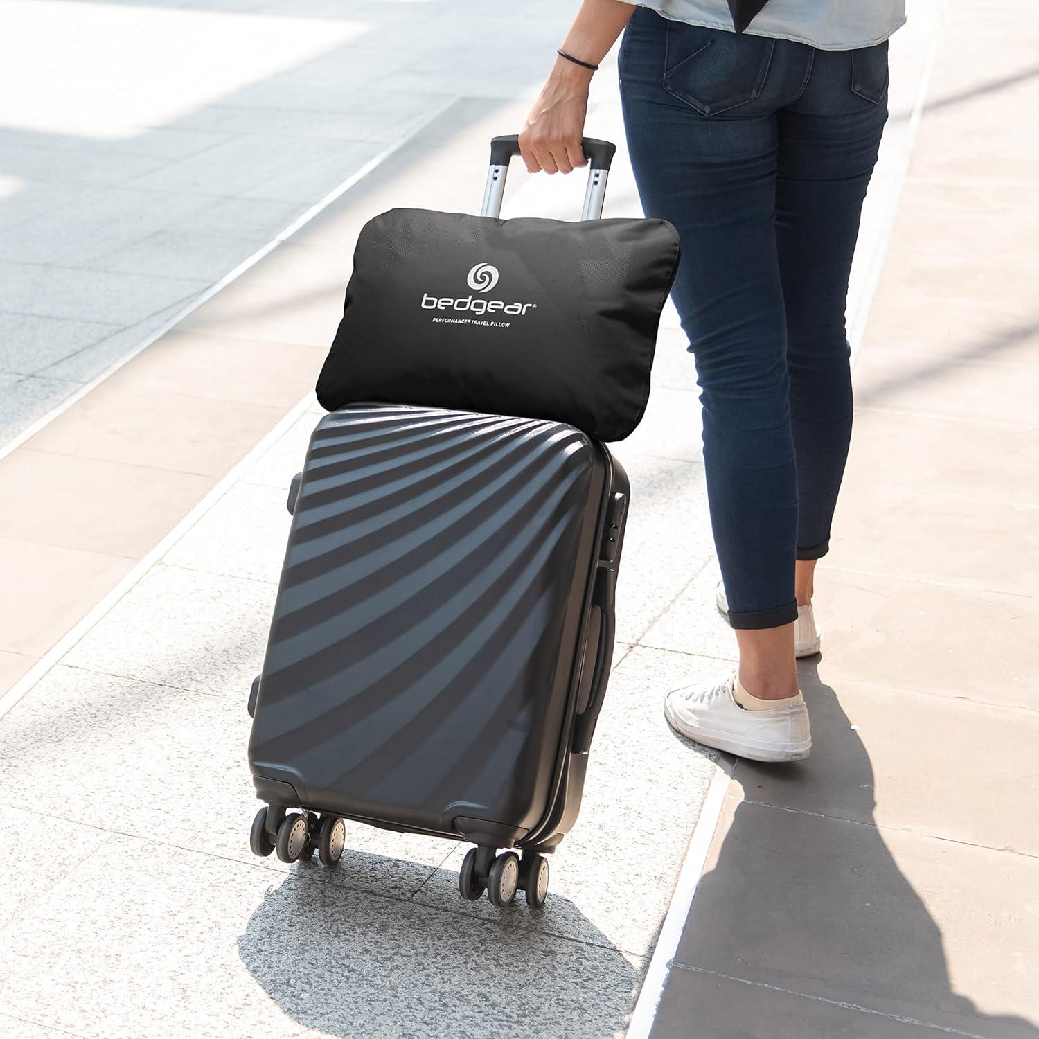 Medium Firm Black Memory Foam Travel Pillow with Cooling Cover