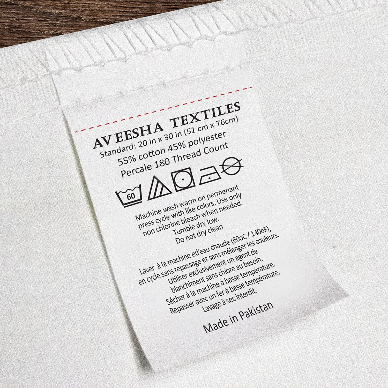 Aveesha 12 Pack Poly Cotton Pillow Cases - White Pillowcases - 180 Thread Count Percale Weave Pillow Covers - Perfect for Home, Hotels and Hospital Use (Queen 20" x 30")