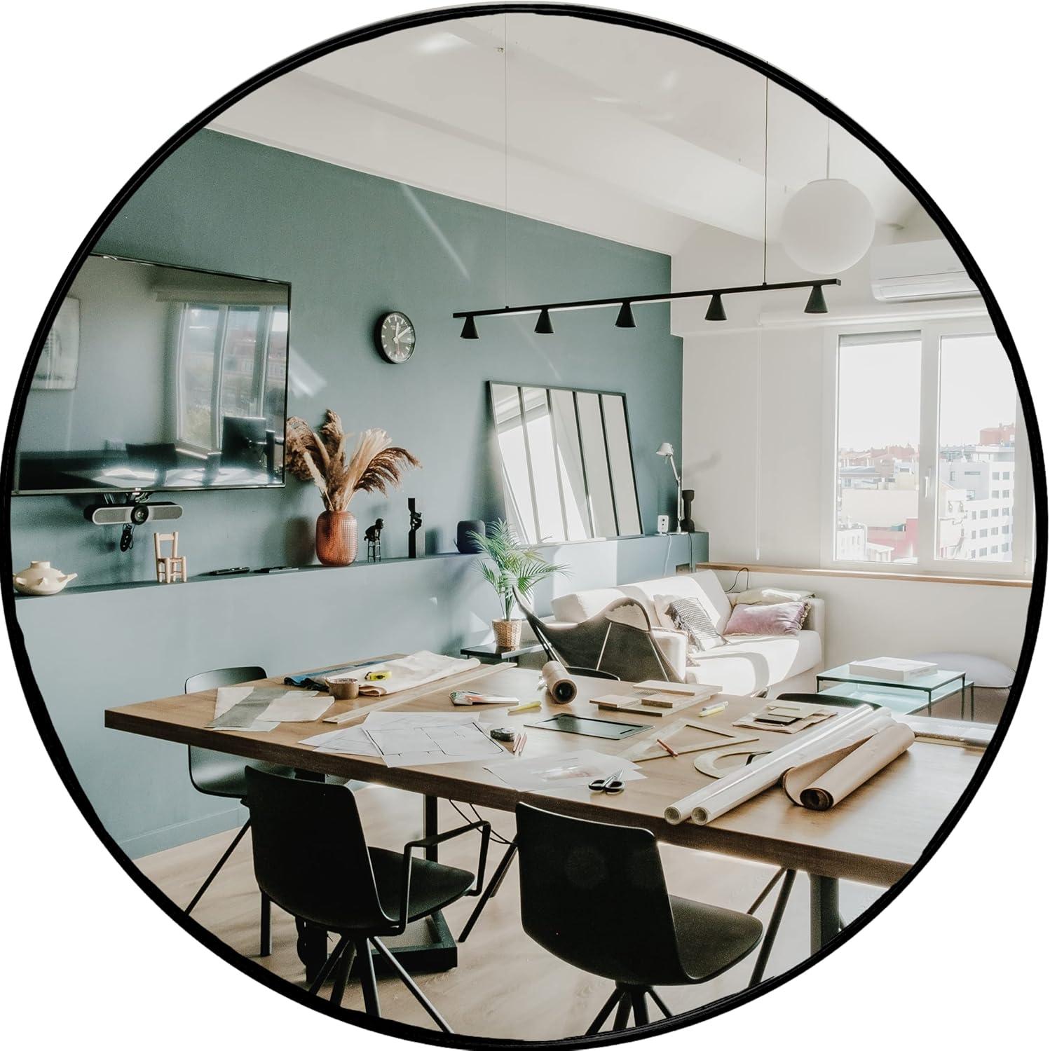 HBCY Creations Black Circle Wall Mirror 30 Inch Black Round Wall Mirror for Entryways, Washrooms, Living Rooms