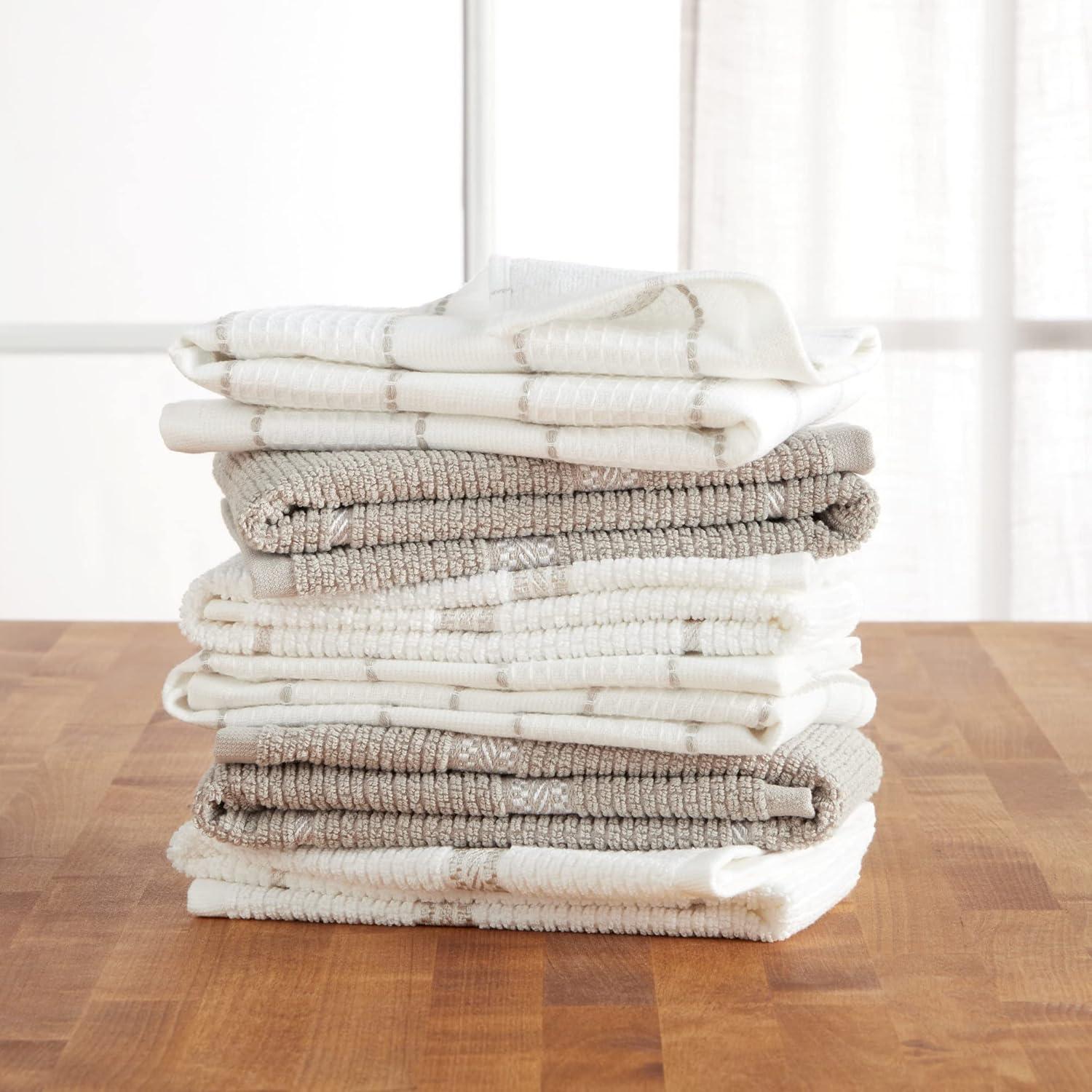 Martha Stewart Modern Waffle Kitchen Towel Set 6-Pack, Linen, 16"x28"