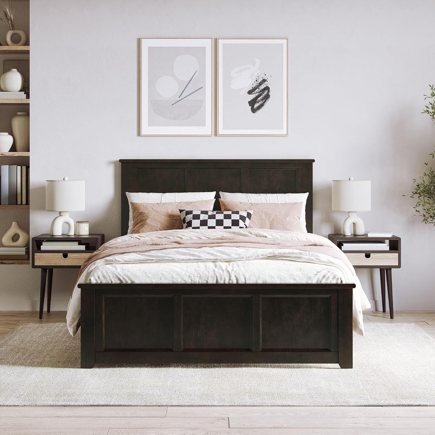 AFI Charlotte Queen Solid Wood Low Profile Platform Bed with Matching Footboard, Espresso