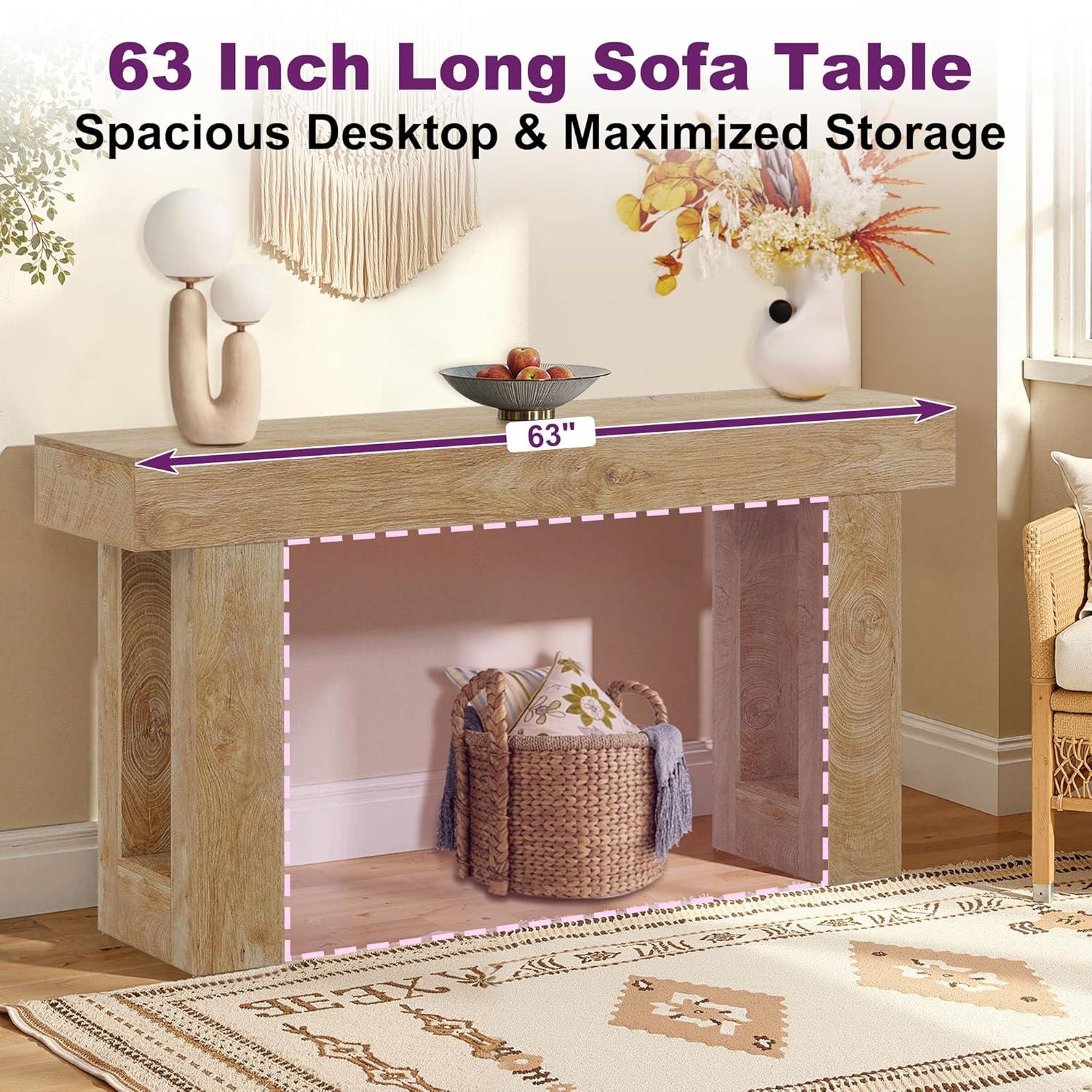 GIODIR 63 Inch Long Console Table, Rustic Wooden Sofa Table Behind Couch, Farmhouse Entryway Table, Industrial Accent Furniture For Entrance, Foyer, Hallway, Living Room