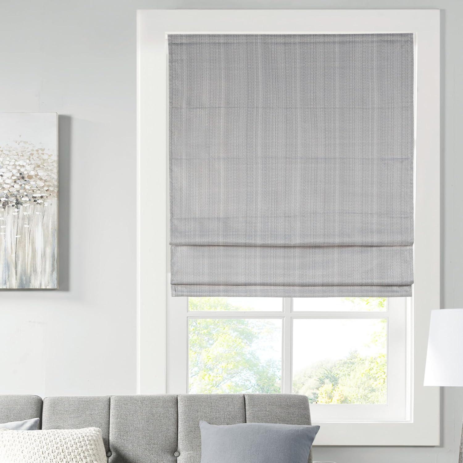 Madison Park Galen Basketweave Cordless Room Darkening Single Roman Shade