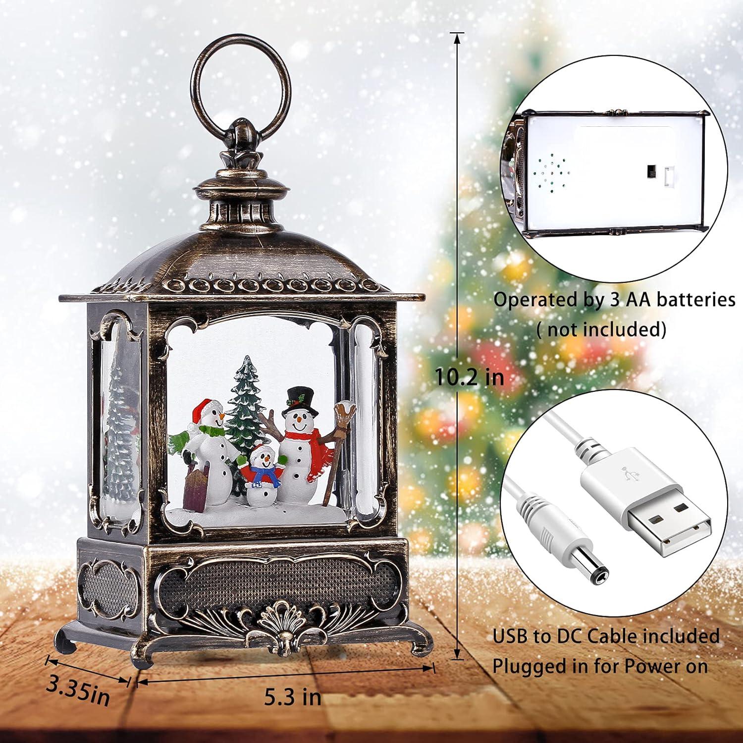 The Holiday Aisle® 2024 Christmas Decor Snow Globe Lantern - Glittering, Plug-in/3 AA Battery/USB Powered