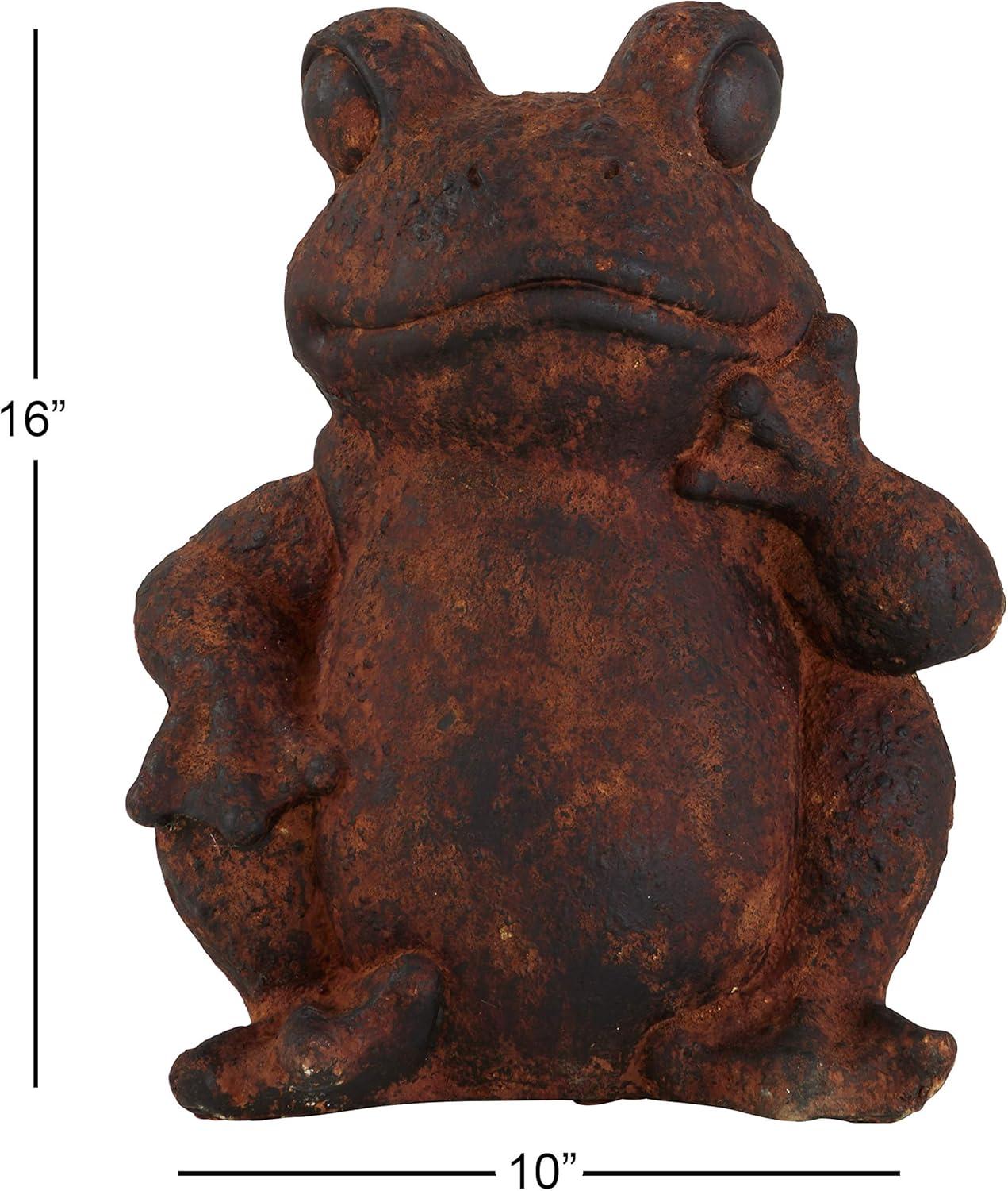 DecMode Outdoor 13" x 16" Rust Magnesium Oxide Rustic Frogs Garden Sculpture, 1 - Pieces