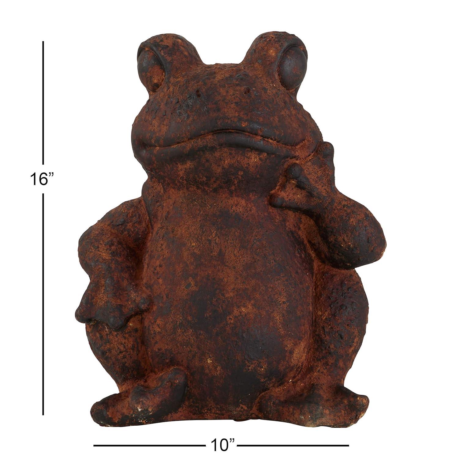 DecMode Outdoor 13" x 16" Rust Magnesium Oxide Rustic Frogs Garden Sculpture, 1 - Pieces