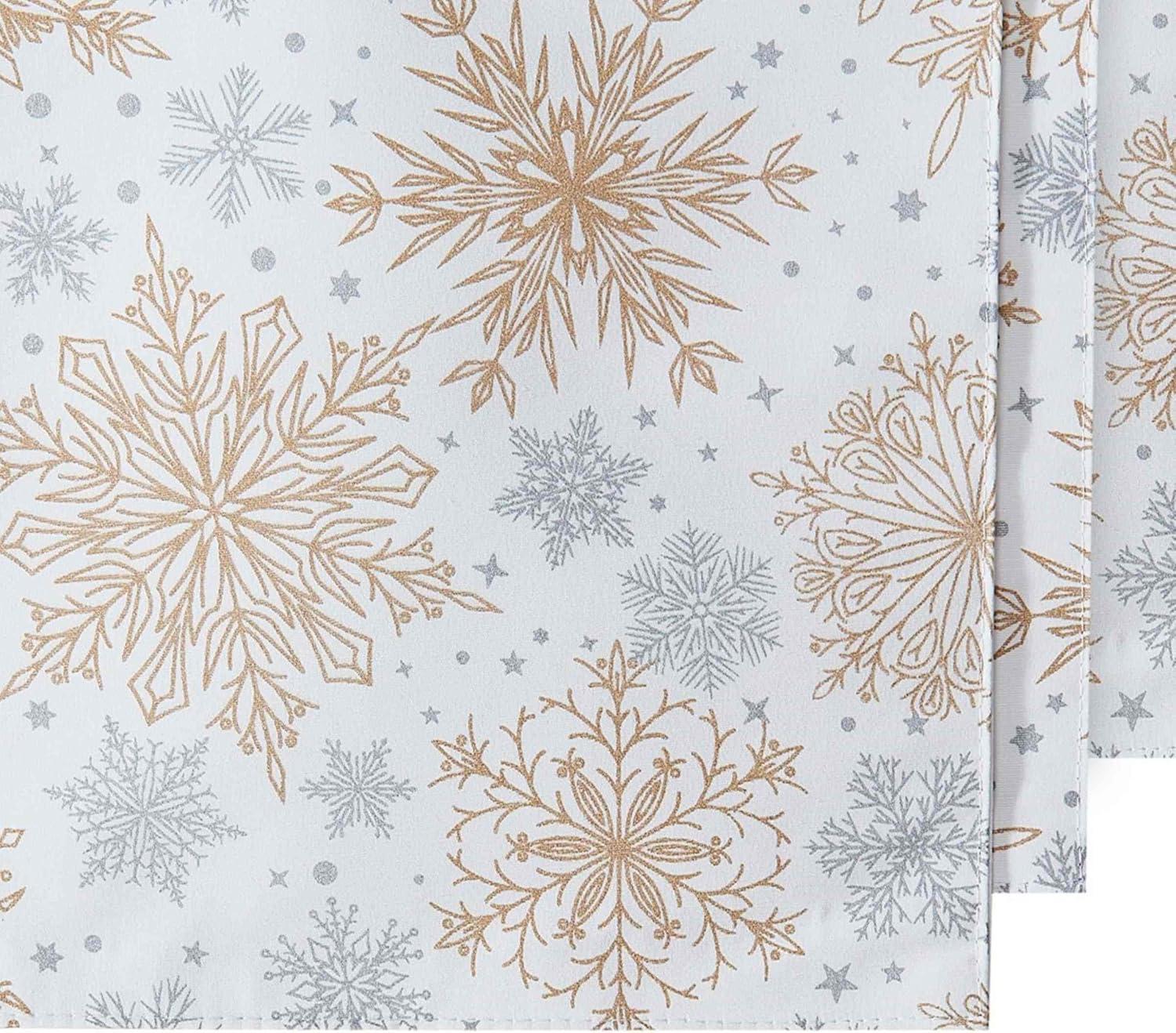 Holiday Snowflakes White and Gold Polyester Placemats Set of 4