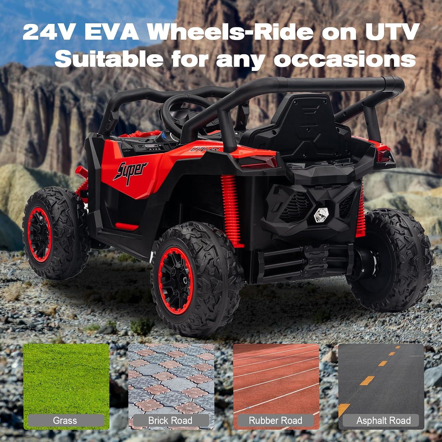 Ride on UTV Car, 24V Battery Powerd Electric Off-Road UTV Car w/Remote Control