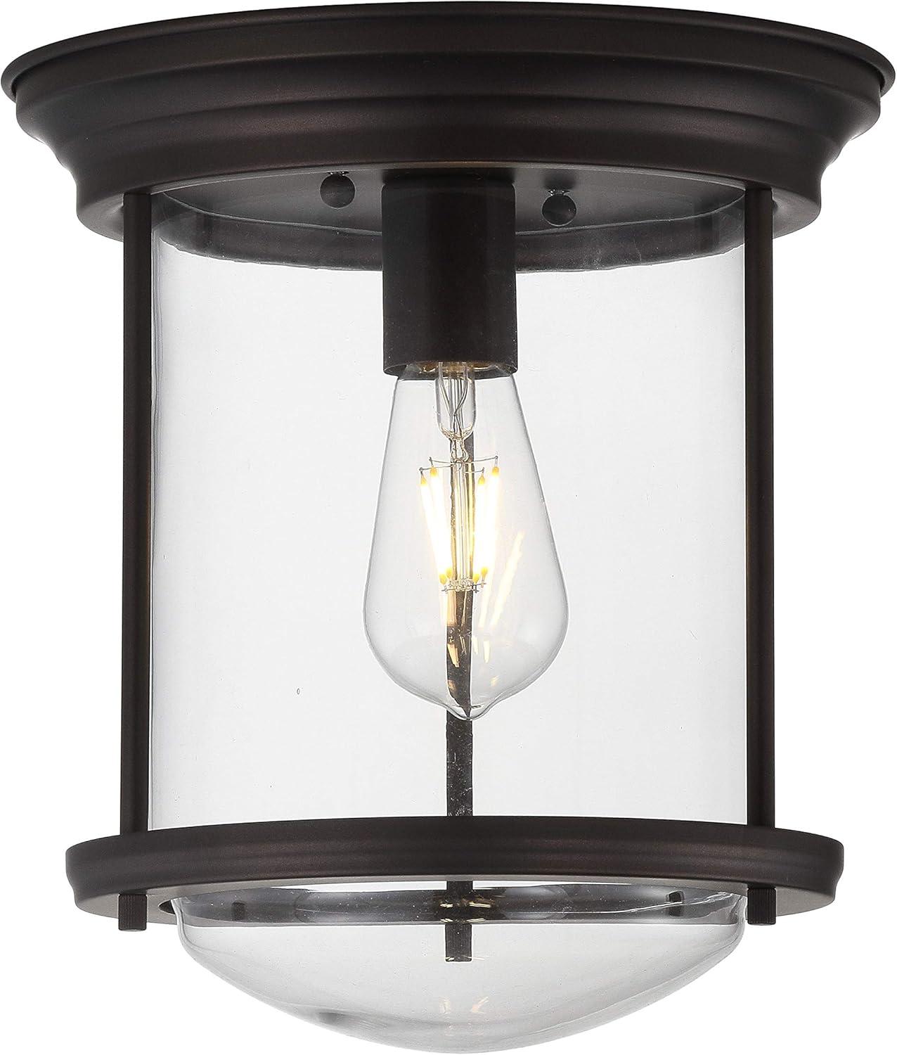 Savannah 10.25" Metal/Glass LED Flush Mount, Oil Rubbed Bronze