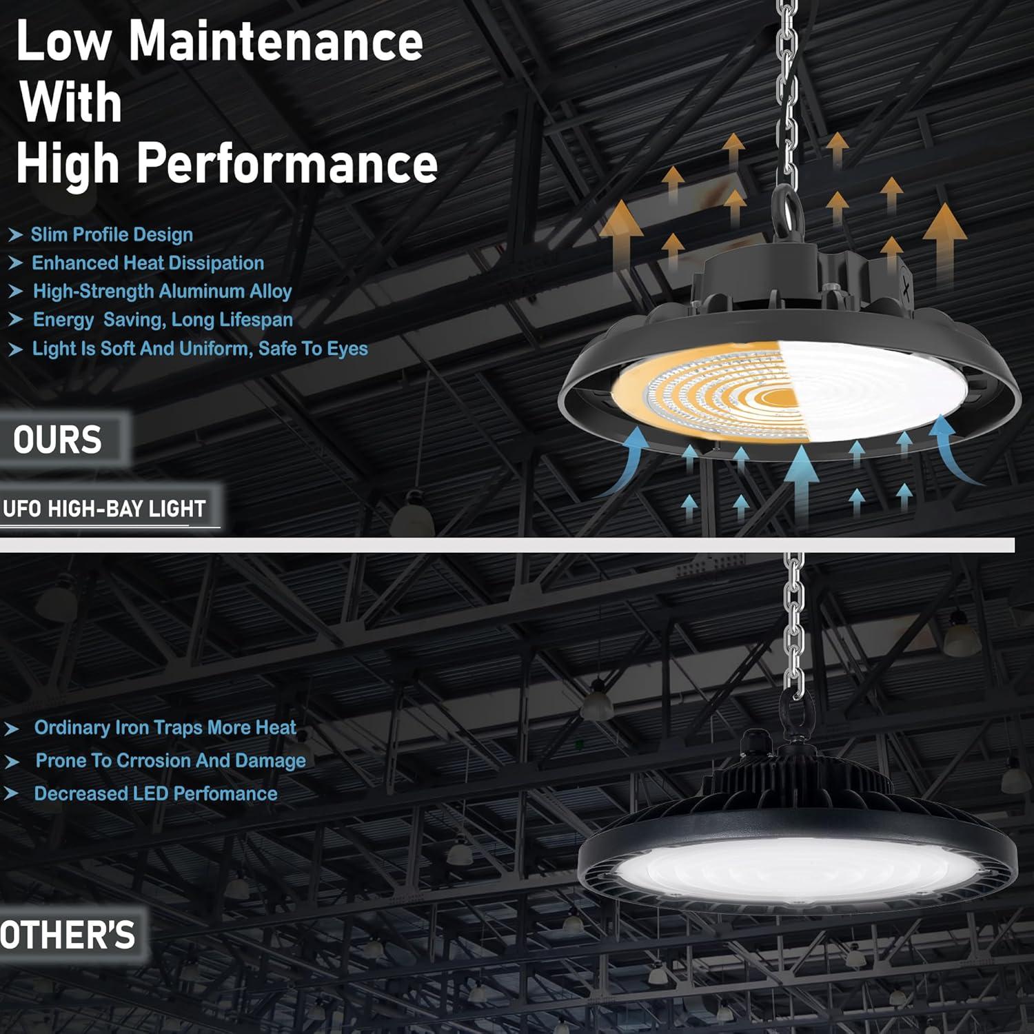 150W Black Aluminum UFO LED High Bay Light with Clear Glass Lens