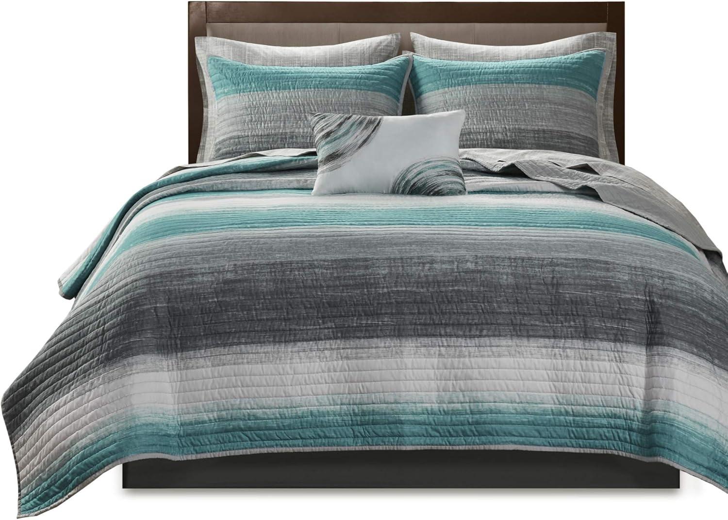 Madison Park Seth Striped Complete Reversible Coverlet Set